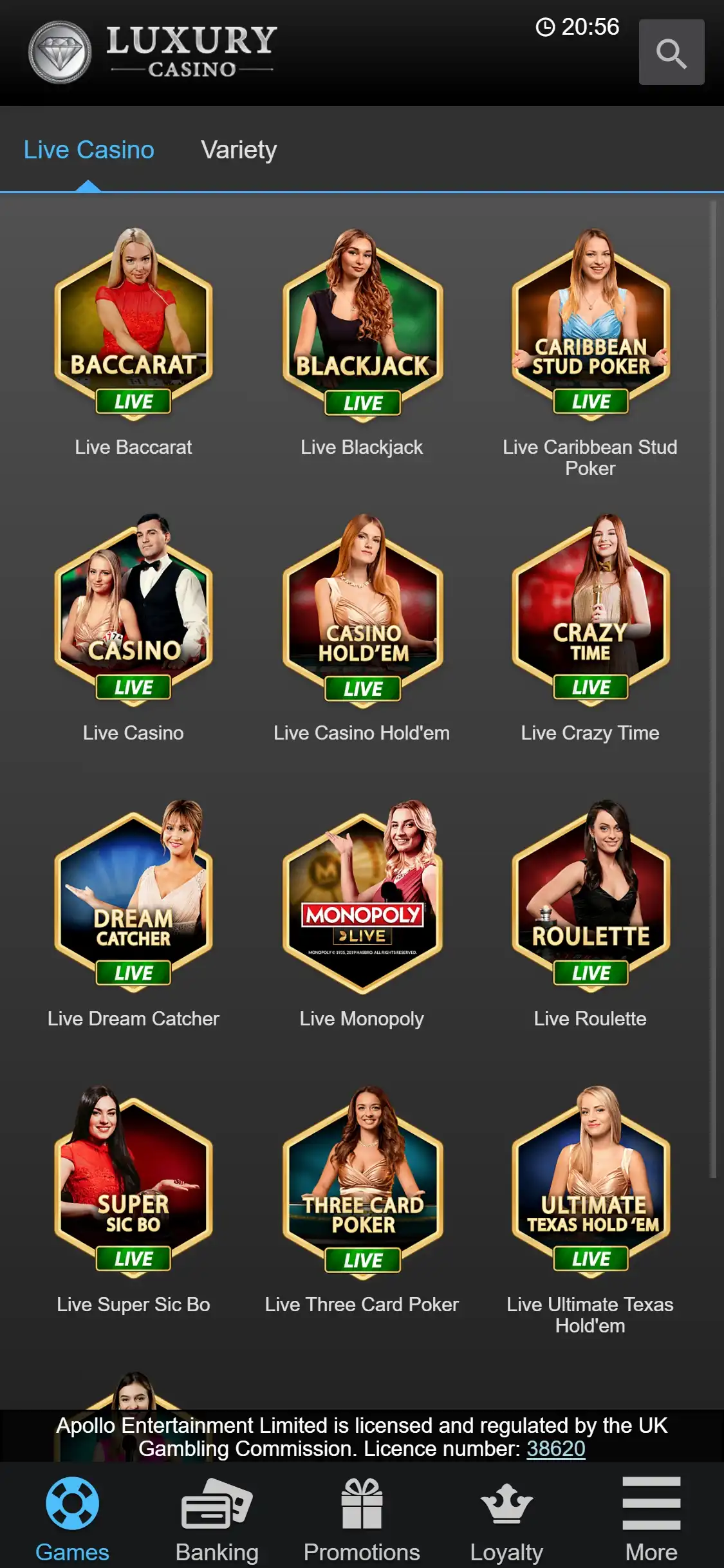 Luxury Casino Mobile Live Dealer Games Review