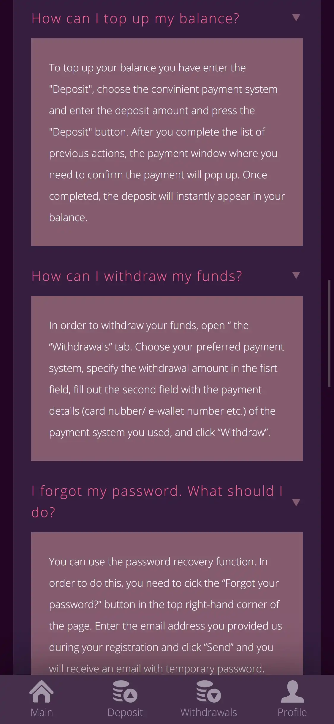 Malina Casino Mobile Payment Methods Review