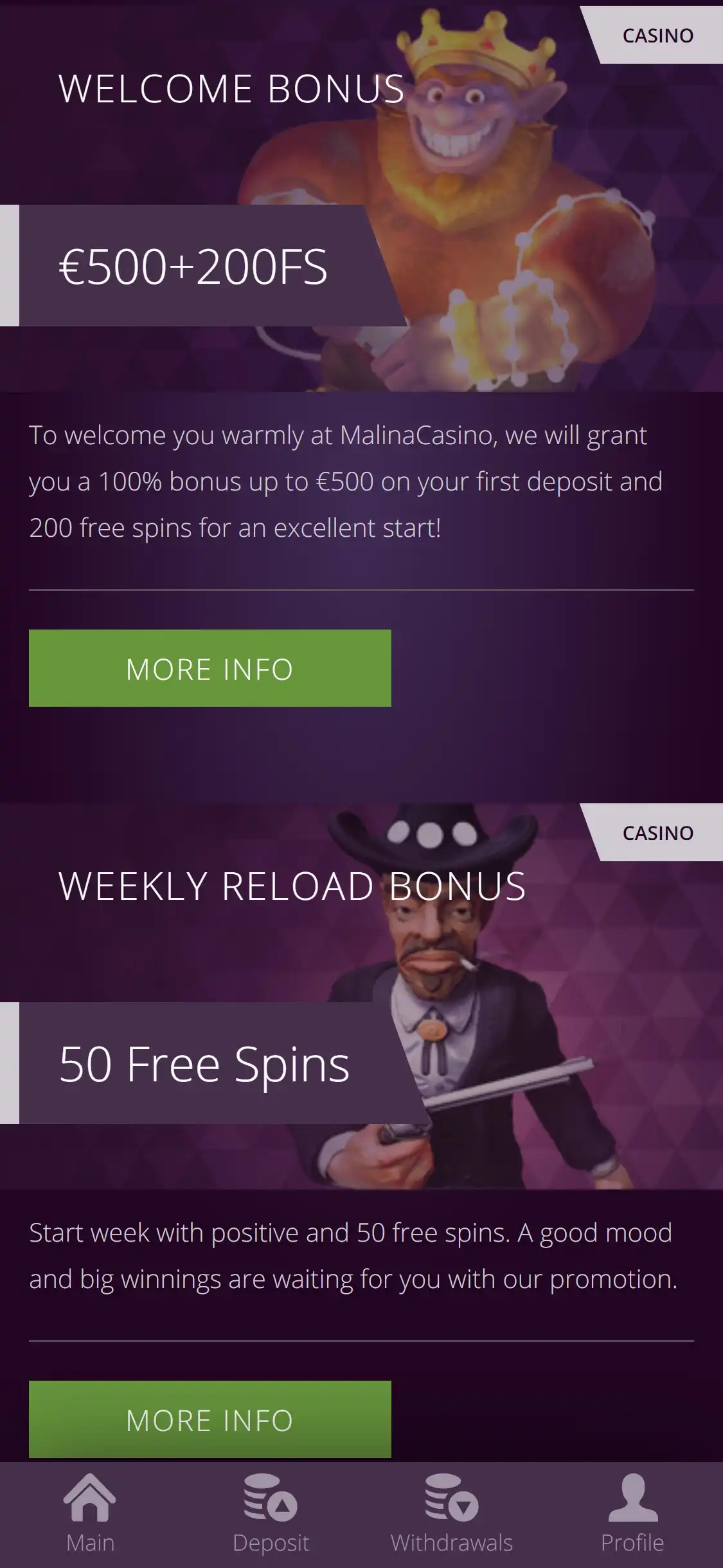 Malina Casino Mobile No Deposit Bonus Review