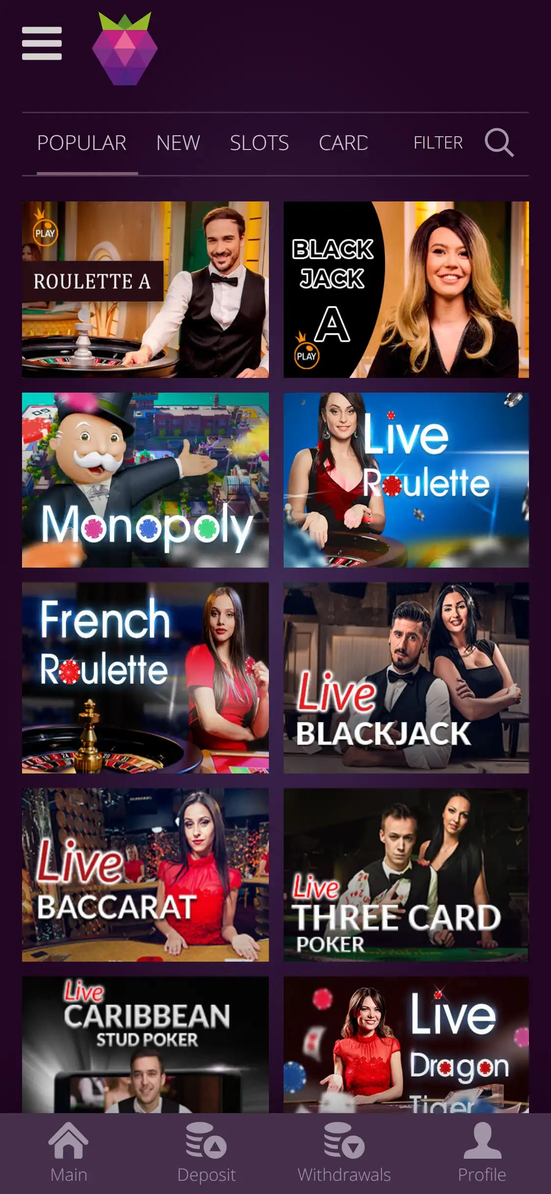 Malina Casino Mobile Live Dealer Games Review