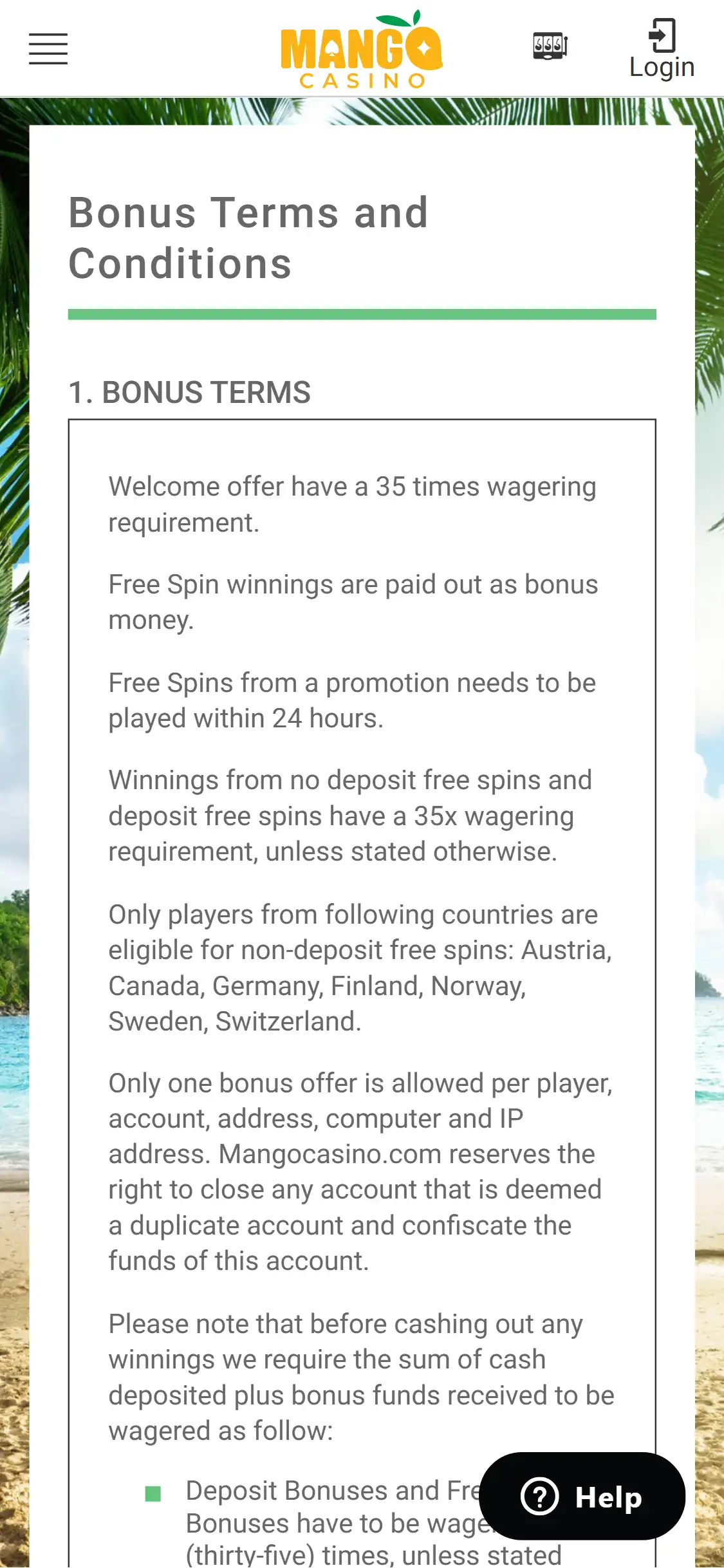 Mango Casino Mobile No Deposit Bonus Review