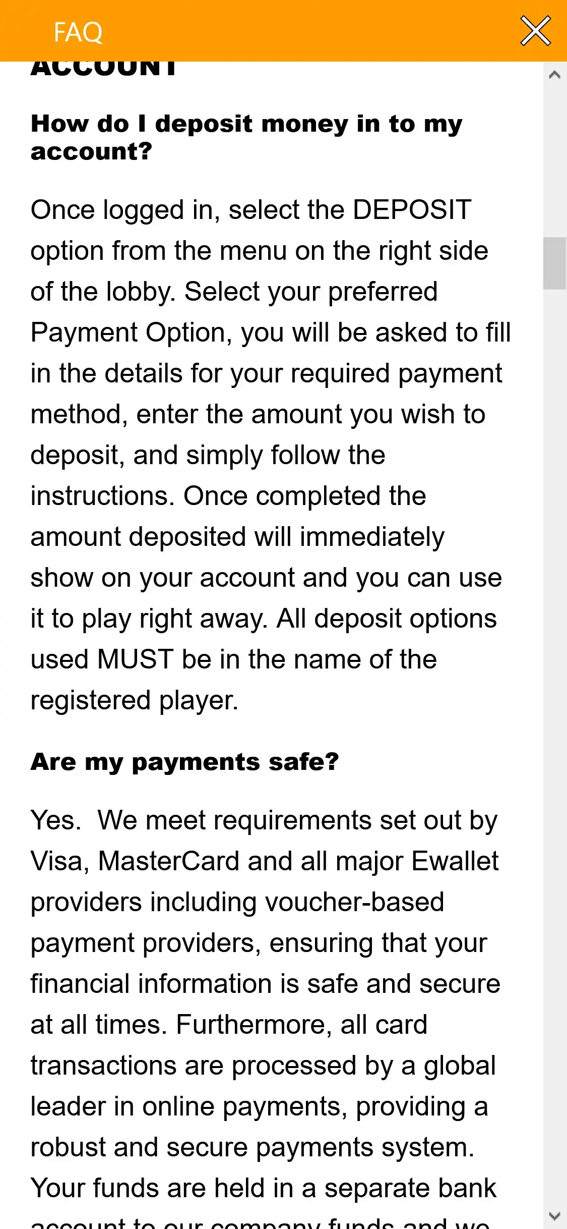 Mango Spins Casino Mobile Payment Methods Review