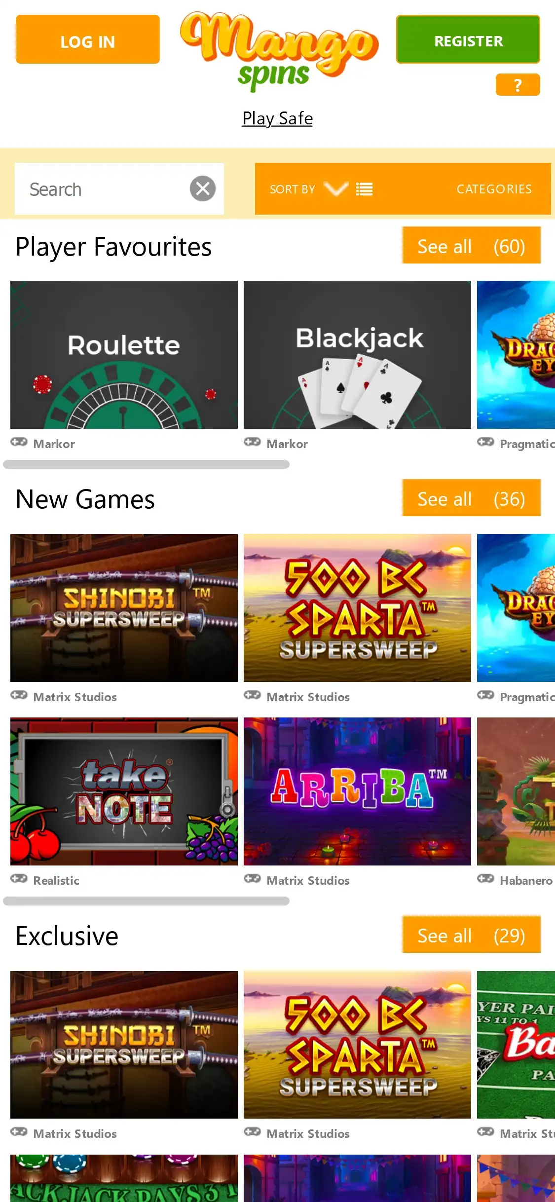 Mango Spins Casino Mobile Games Review