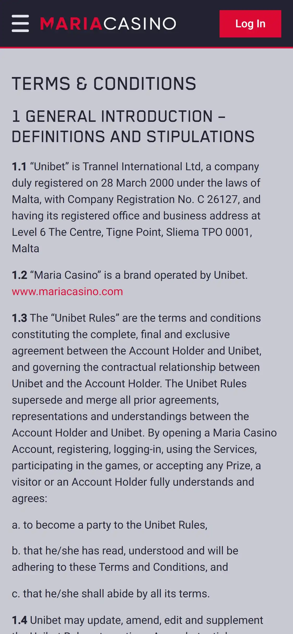 Maria Casino Mobile Support Review