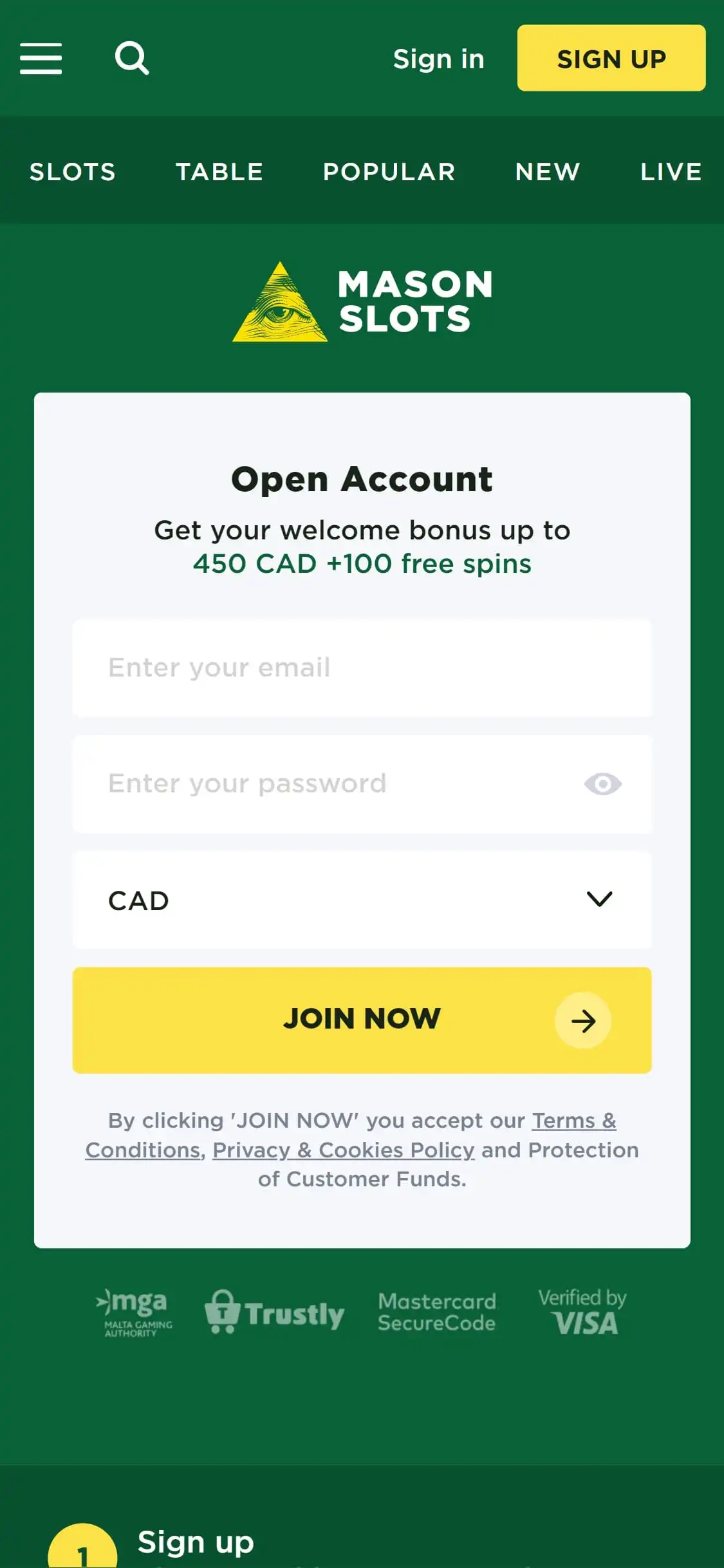 Mason Slots Casino Mobile Review