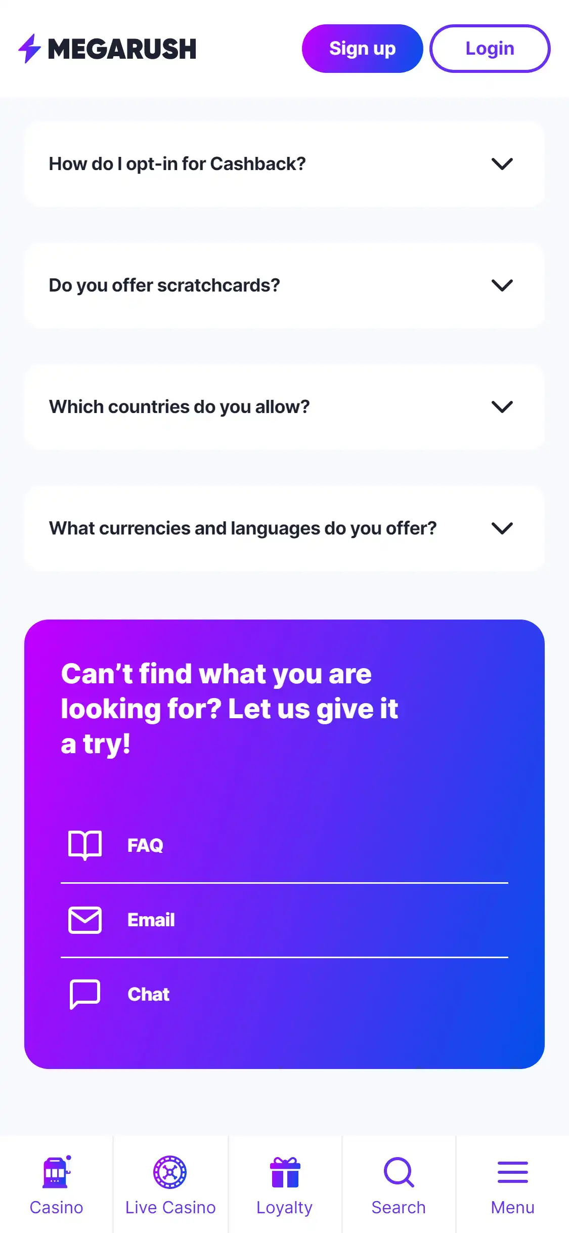 Megarush Mobile Support Review