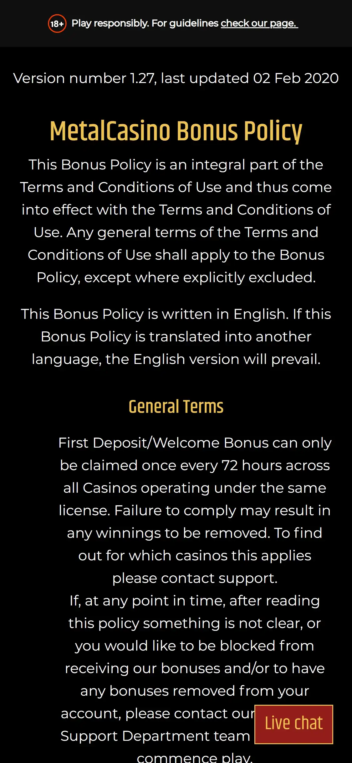 Metal Casino Mobile No Deposit Bonus Review