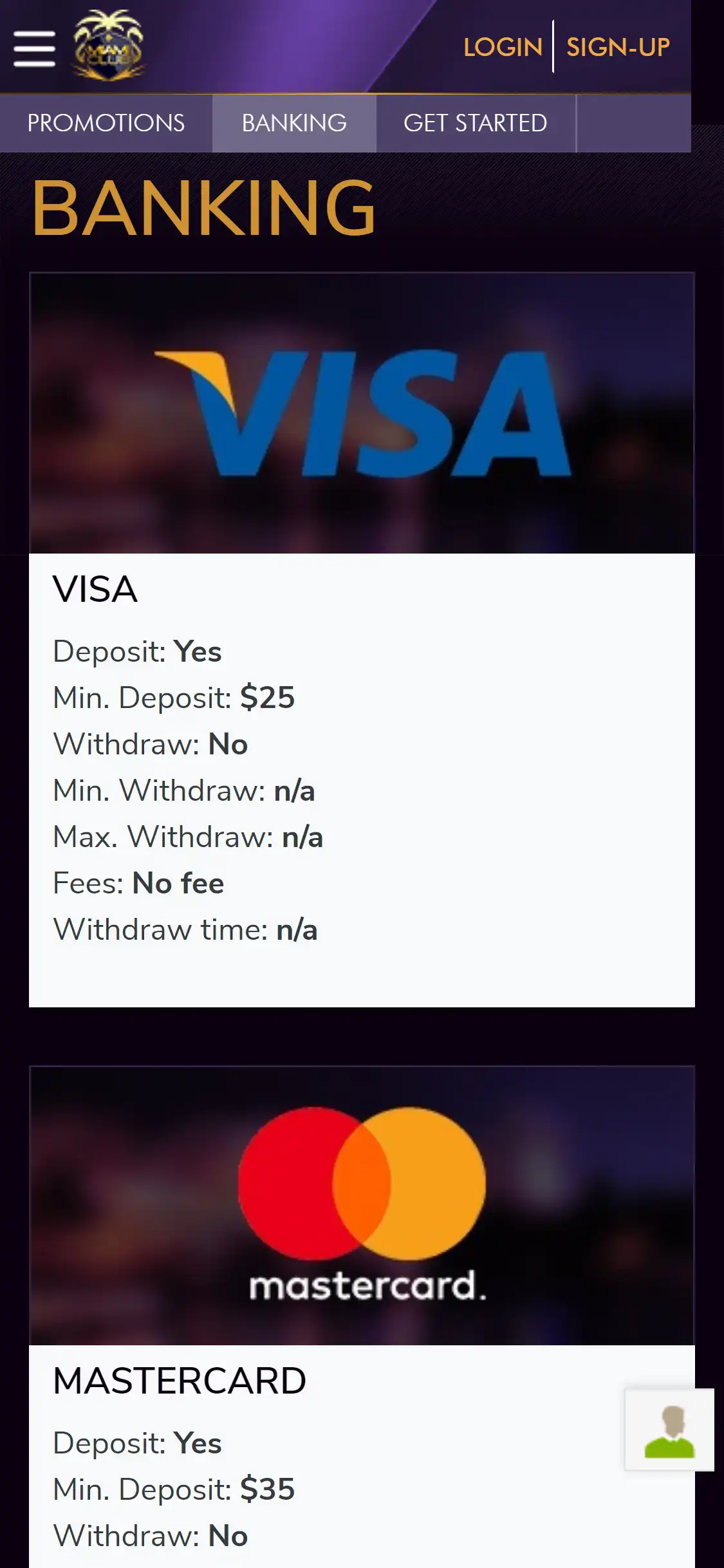 Miami Club Casino Mobile Payment Methods Review