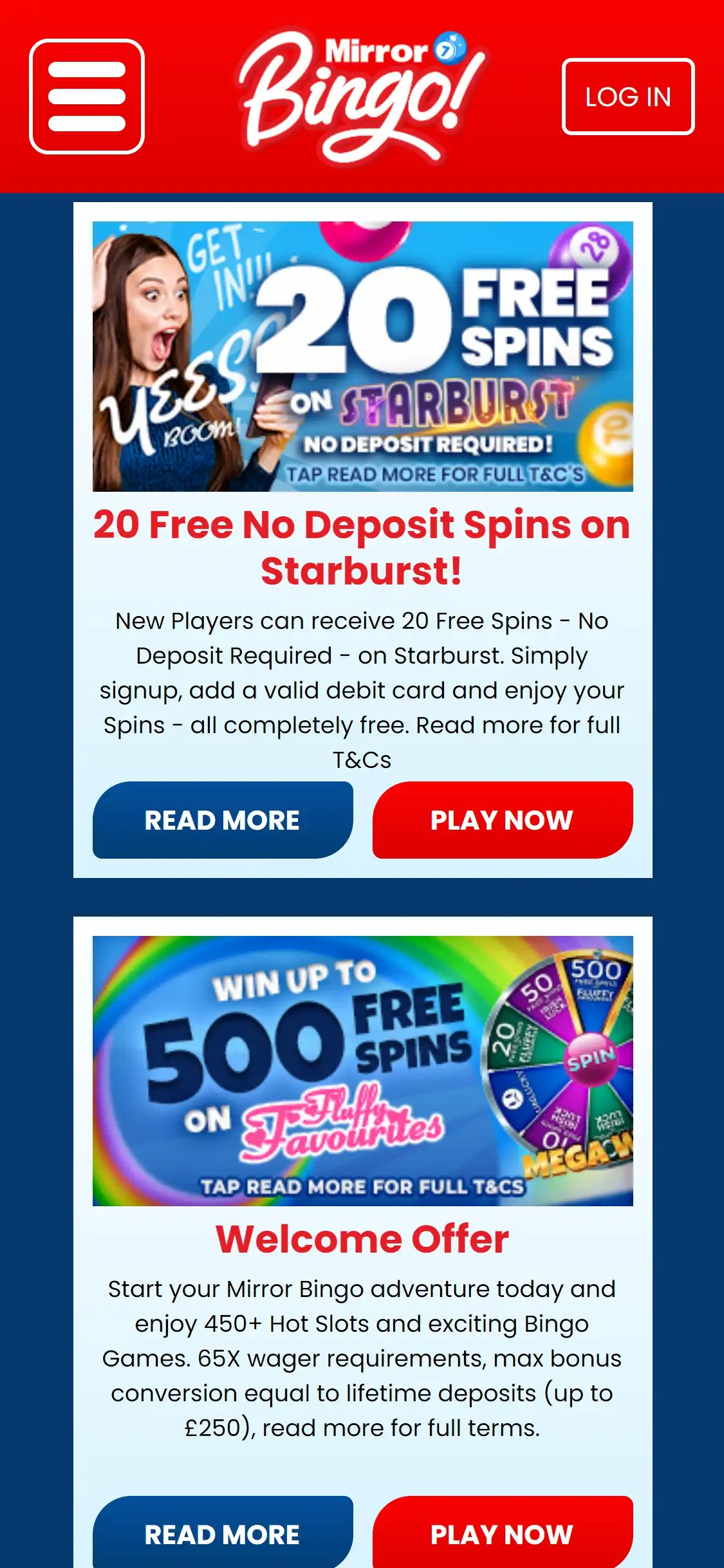 Mirror Bingo Casino Mobile No Deposit Bonus Review