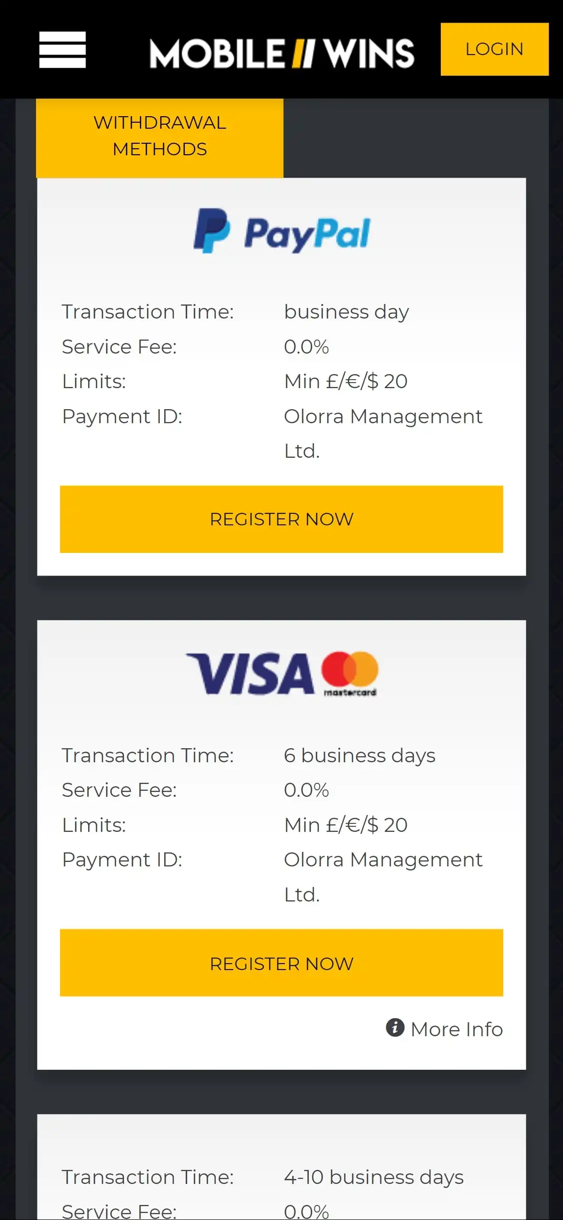 Mobile Wins Casino Mobile Payment Methods Review