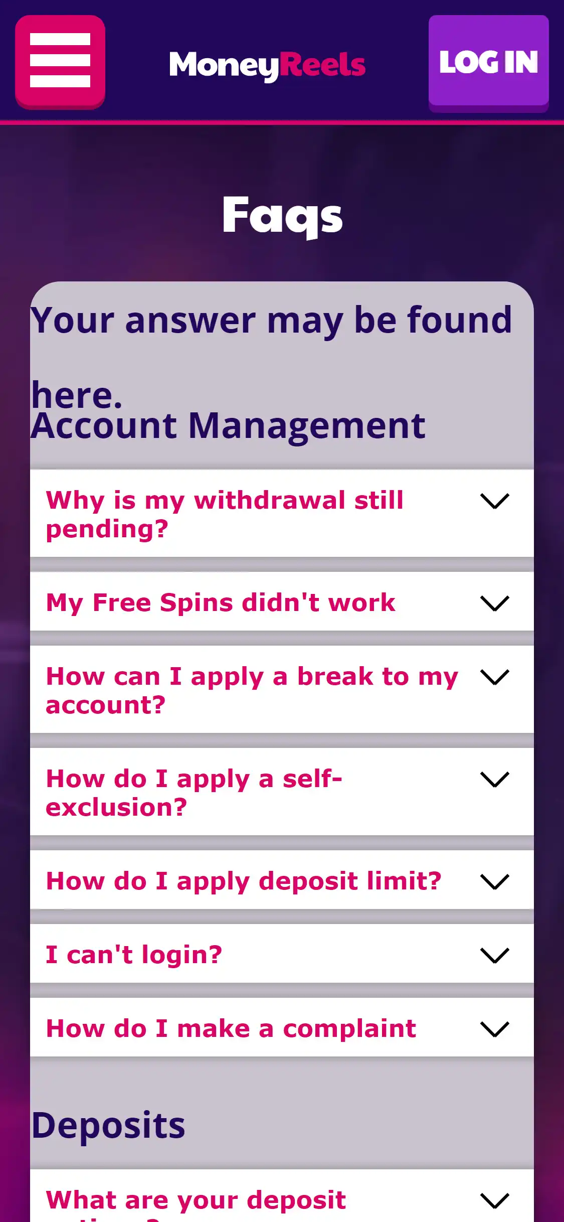 Money Reels Casino Mobile Support Review