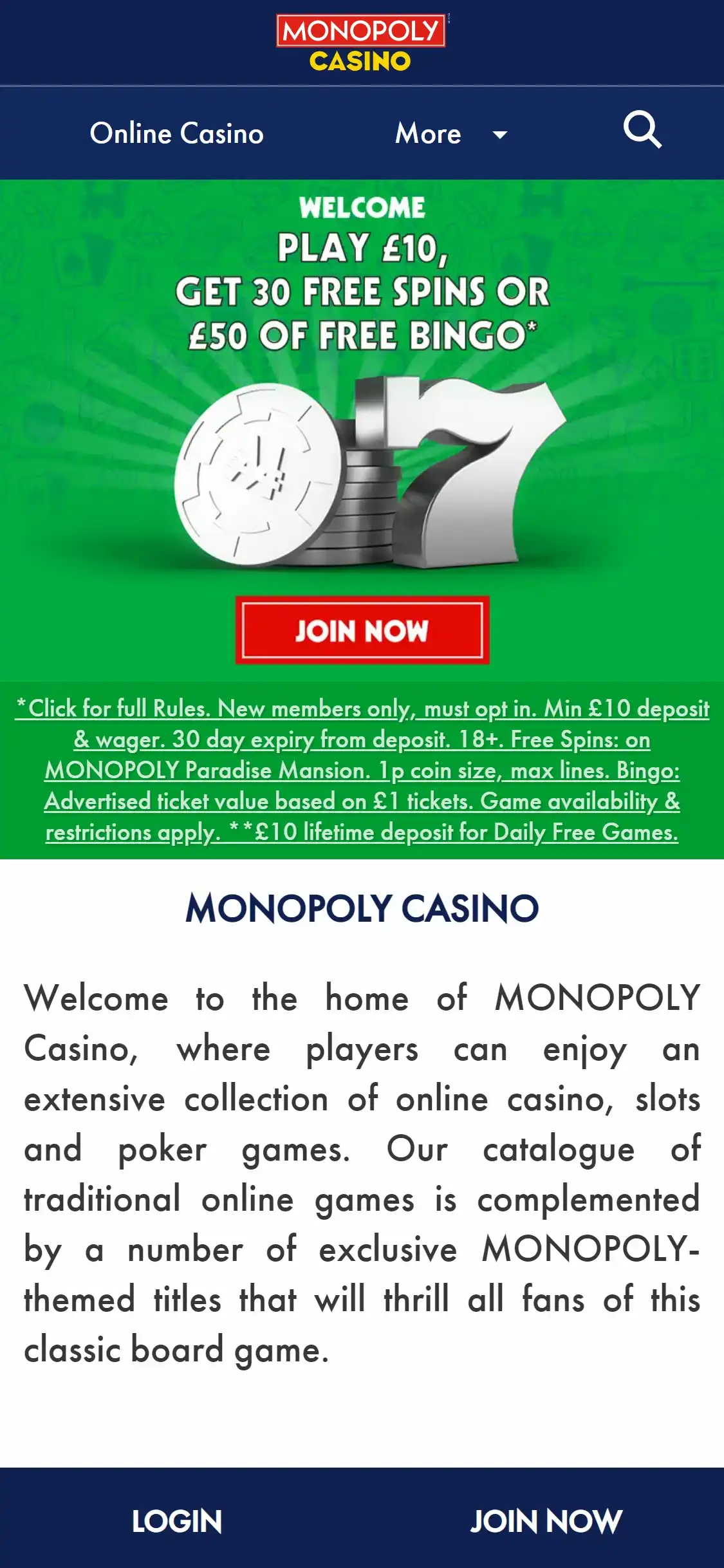 Monopoly Casino Mobile Review
