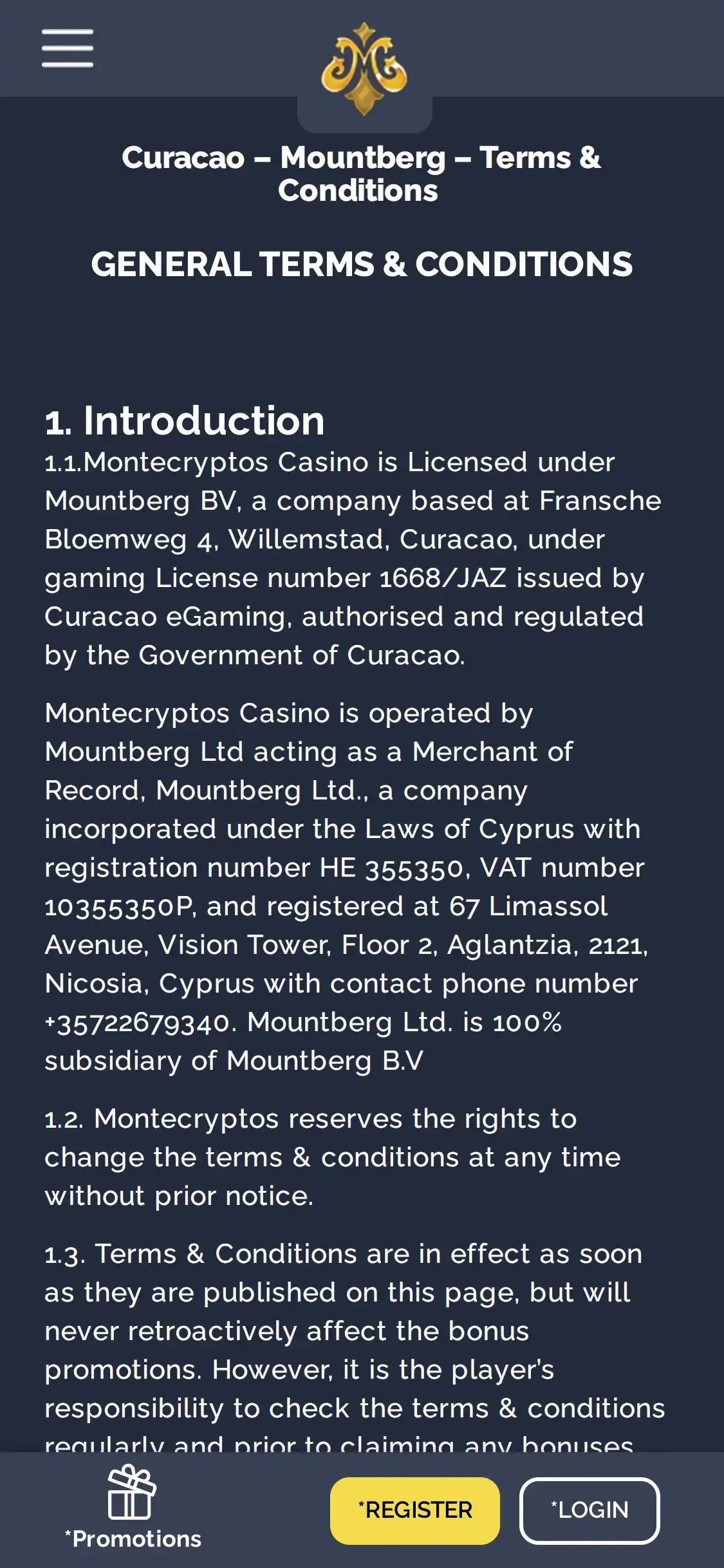 Monte Cryptos Casino Mobile Support Review