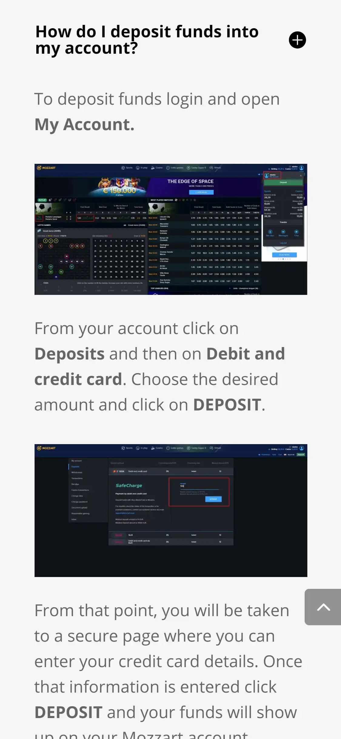 Mozzart Casino Mobile Payment Methods Review