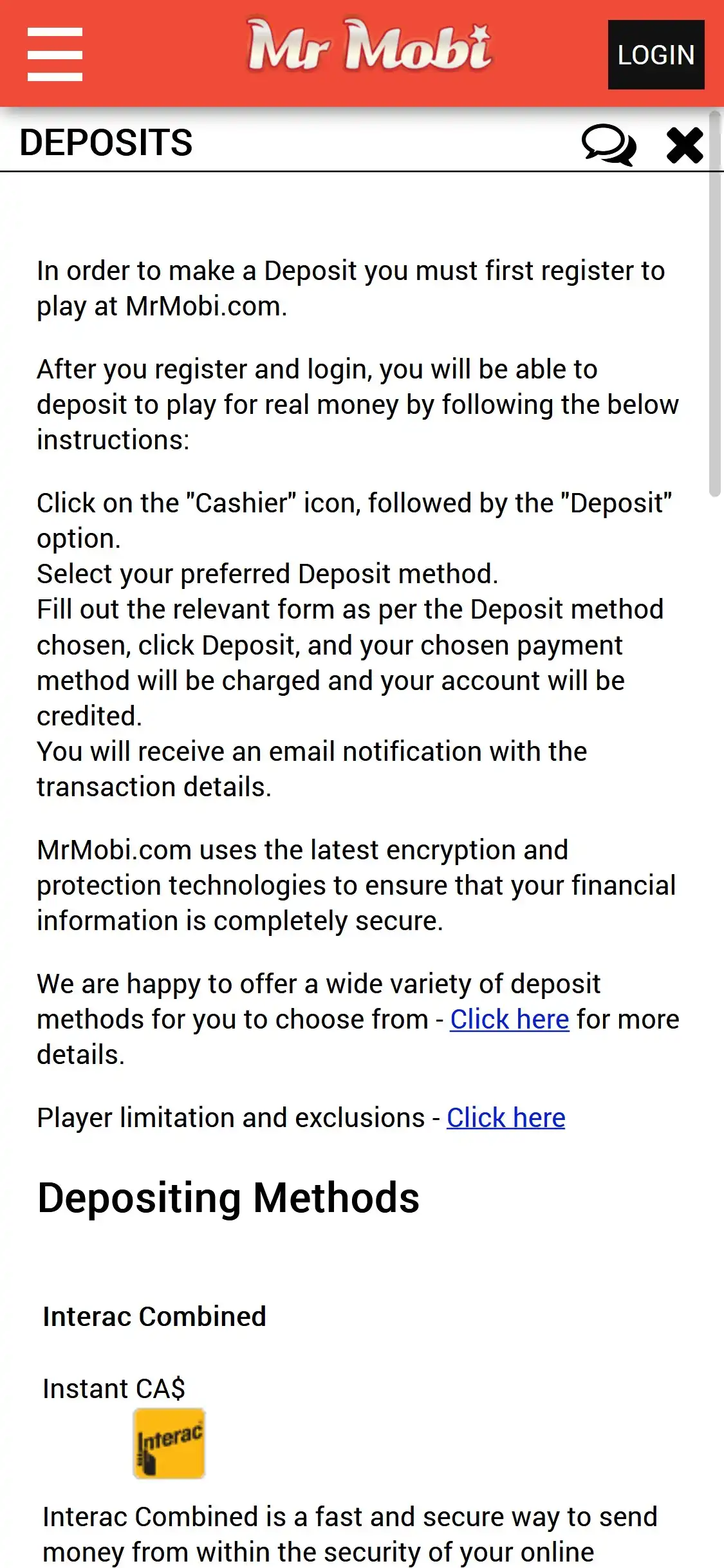 Mr Mobi Casino Mobile Payment Methods Review