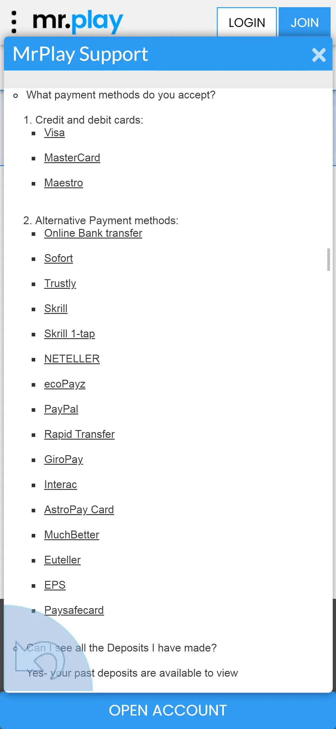 Mr Play Casino Mobile Payment Methods Review
