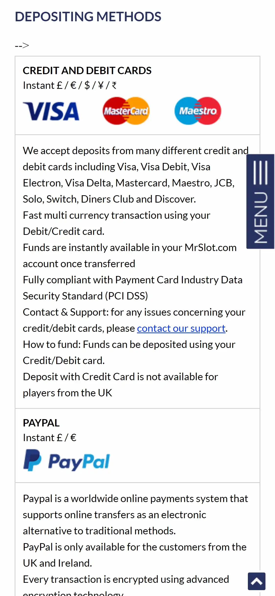 Mr Slot Casino Mobile Payment Methods Review