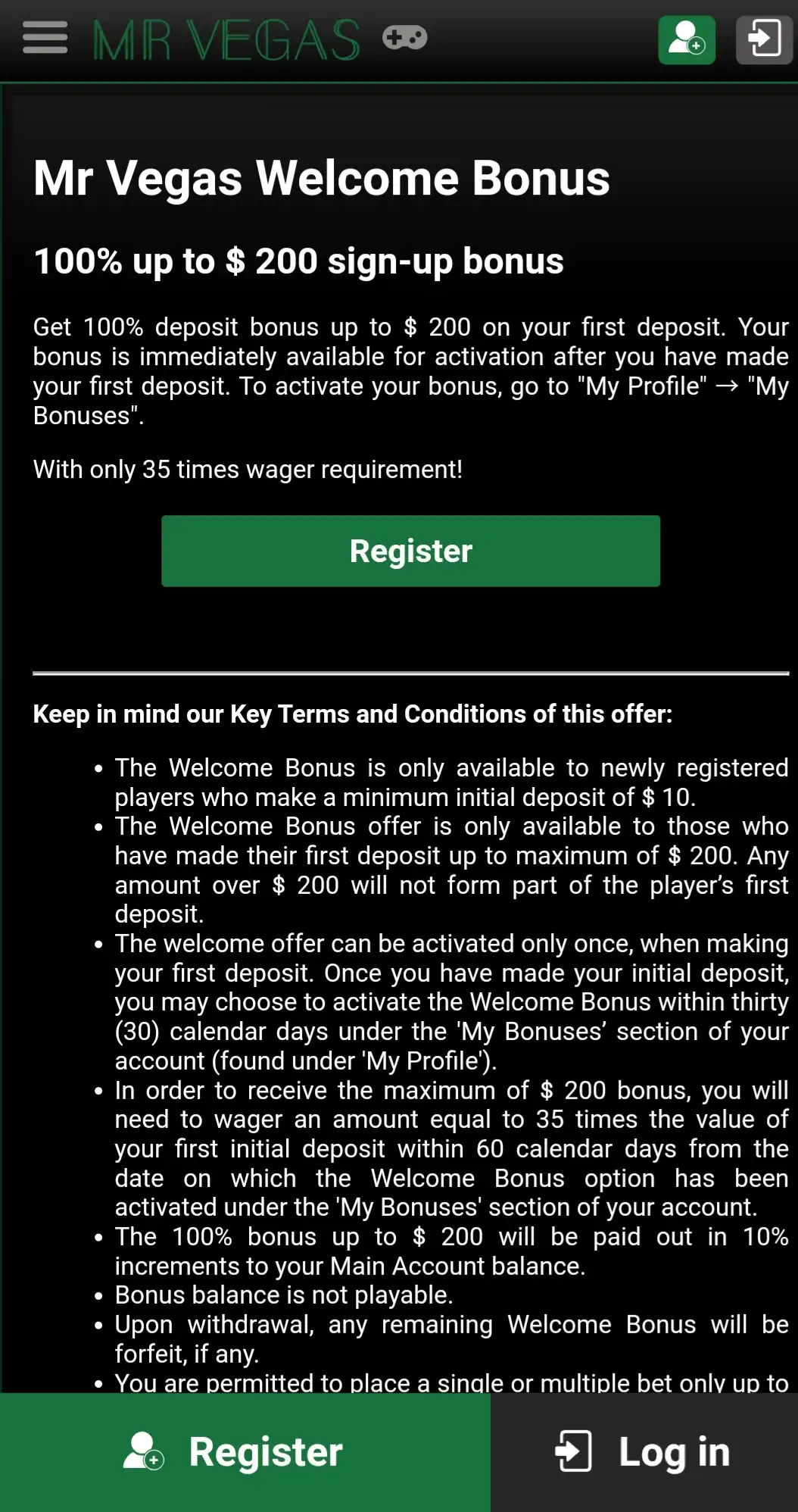 Mr Vegas Casino Mobile No Deposit Bonus Review