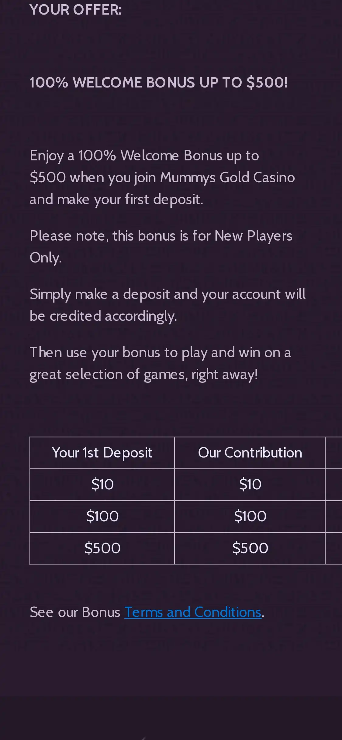 Mummys Gold Casino Mobile No Deposit Bonus Review