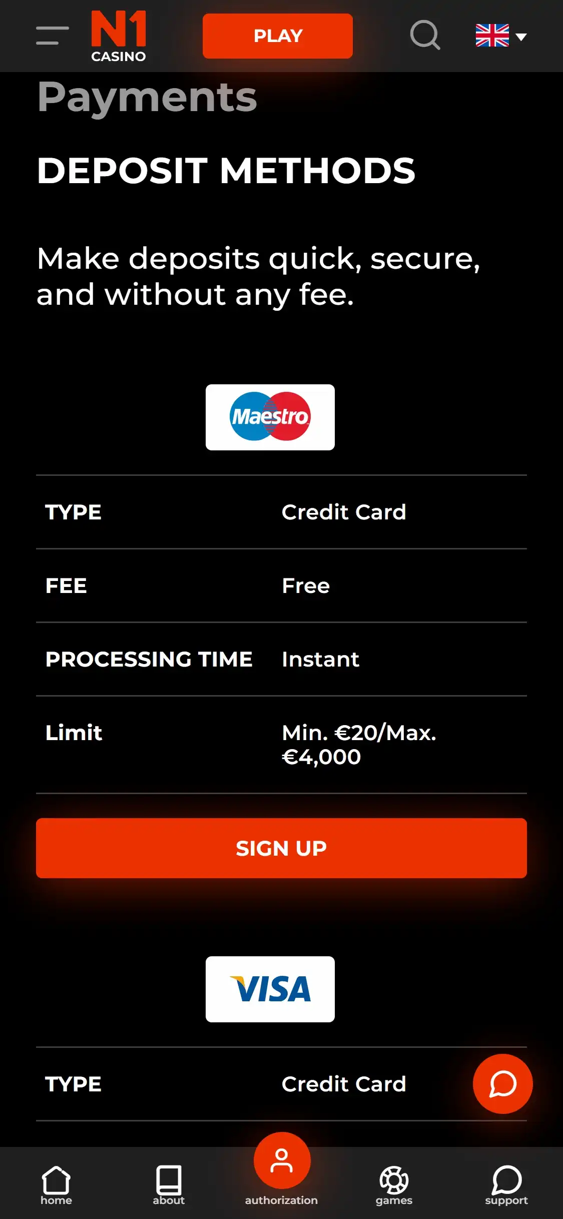 N1 Casino Mobile Payment Methods Review