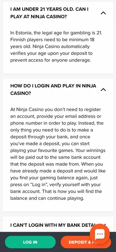Ninja Casino Mobile Support Review