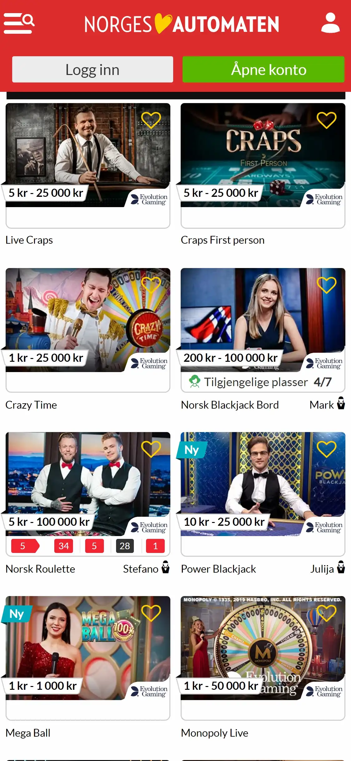 NorgesAutomaten Casino Mobile Live Dealer Games Review