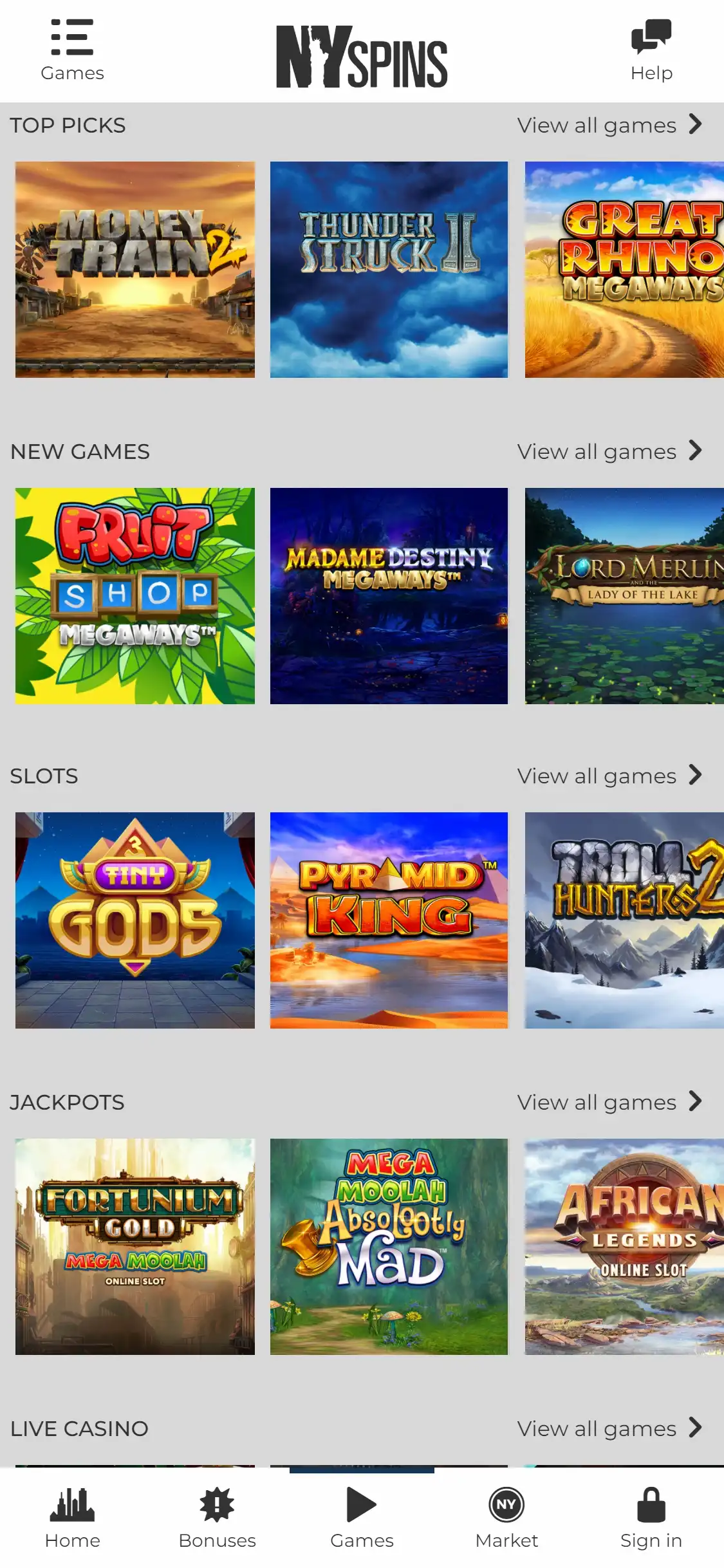 NYspins Casino Mobile Games Review