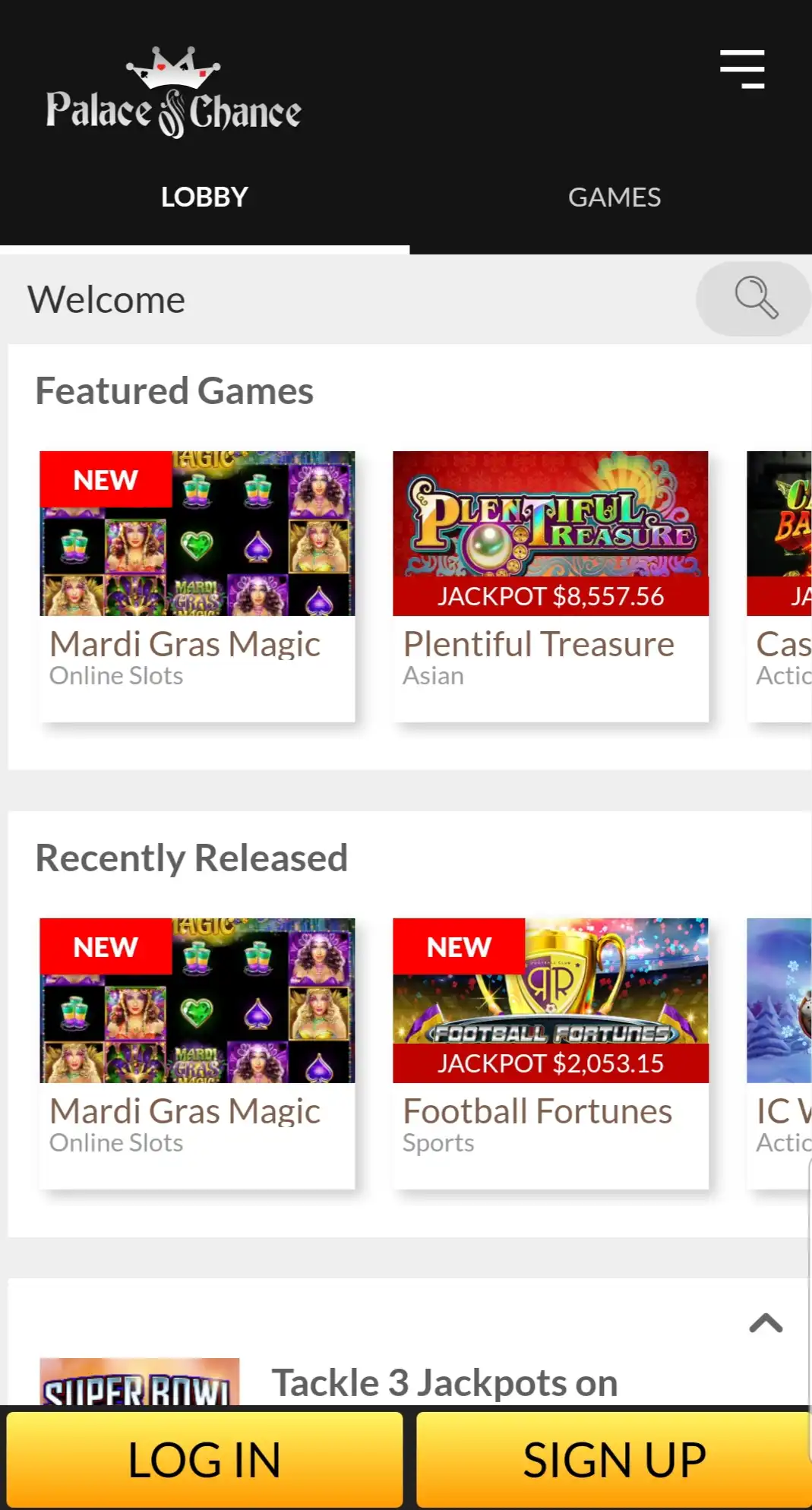Palace Of Chance Casino Mobile Games Review