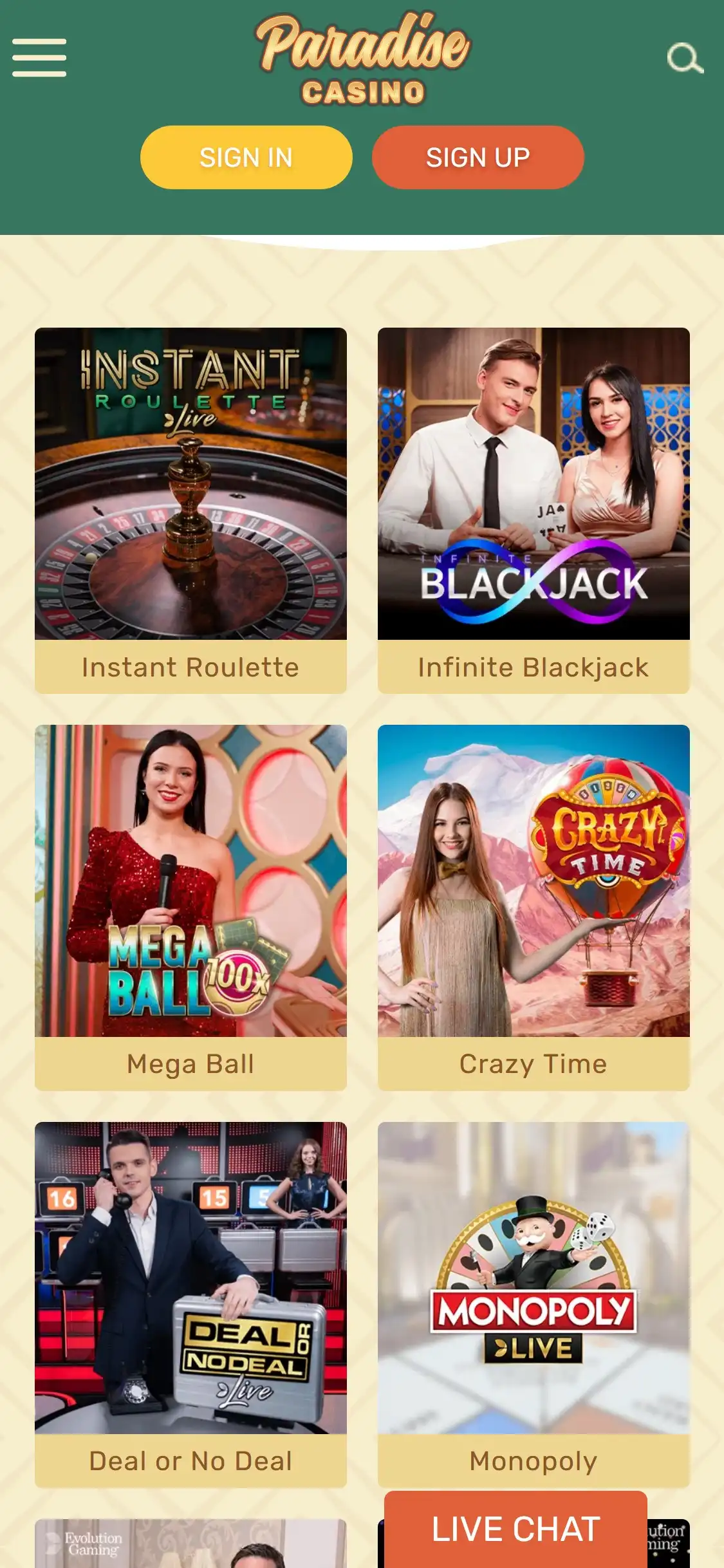 Paradise Casino Mobile Live Dealer Games Review