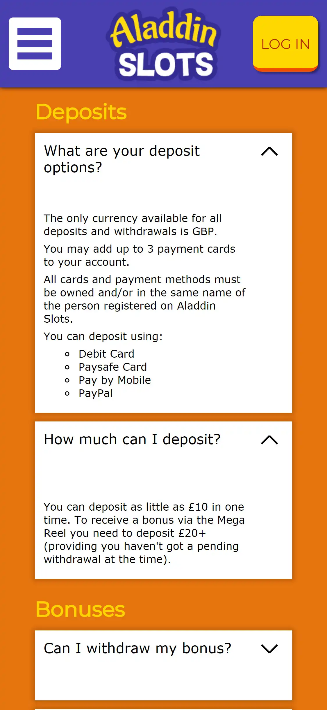 Payday Slots Casino Mobile Payment Methods Review