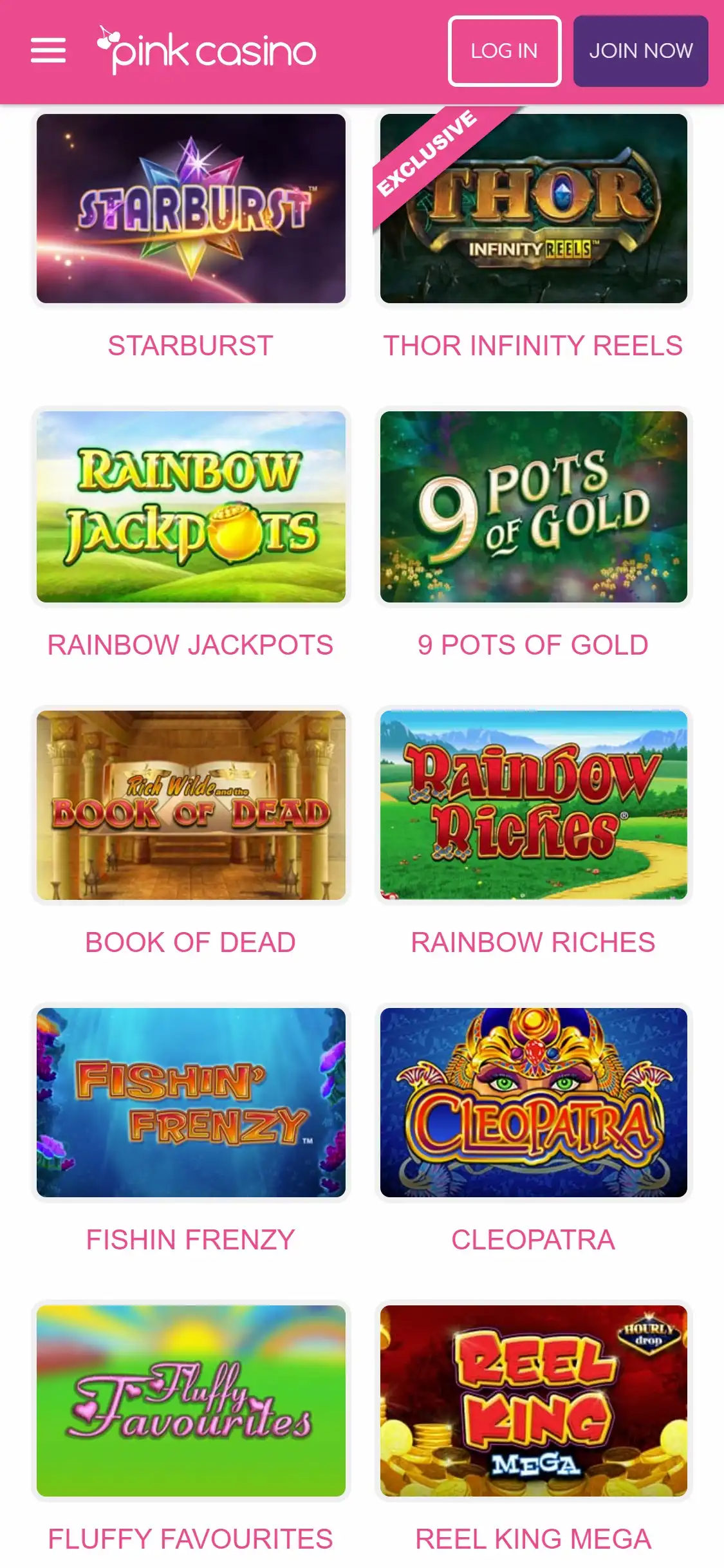 Pink Casino UK Mobile Games Review
