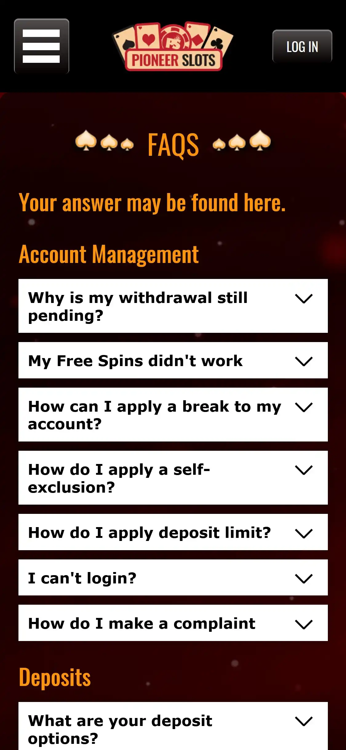 Pioneer Slots Casino Mobile Support Review