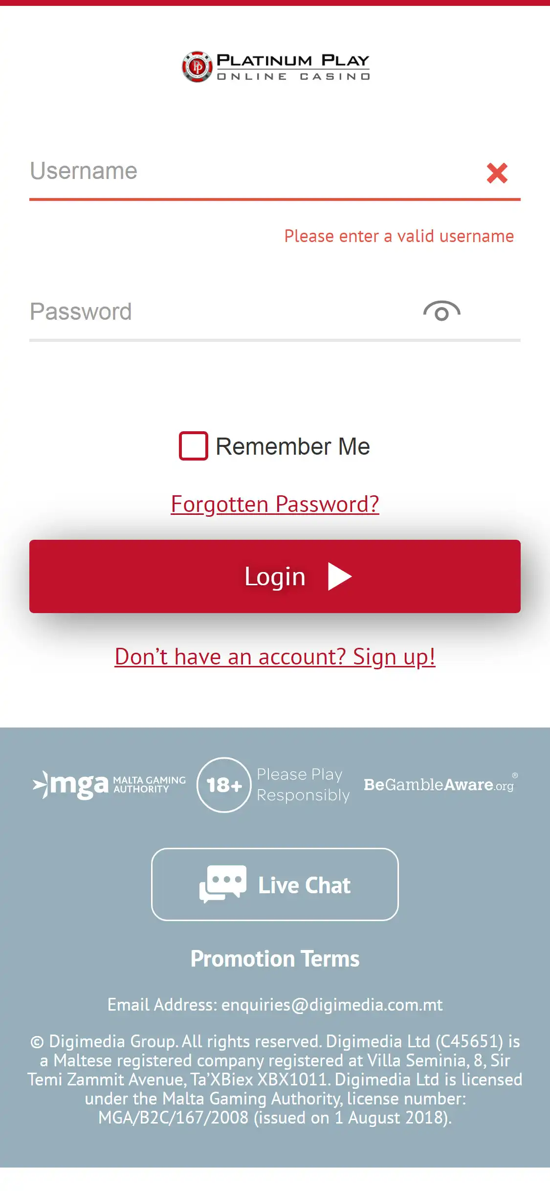Platinum Play Casino Mobile Login Review