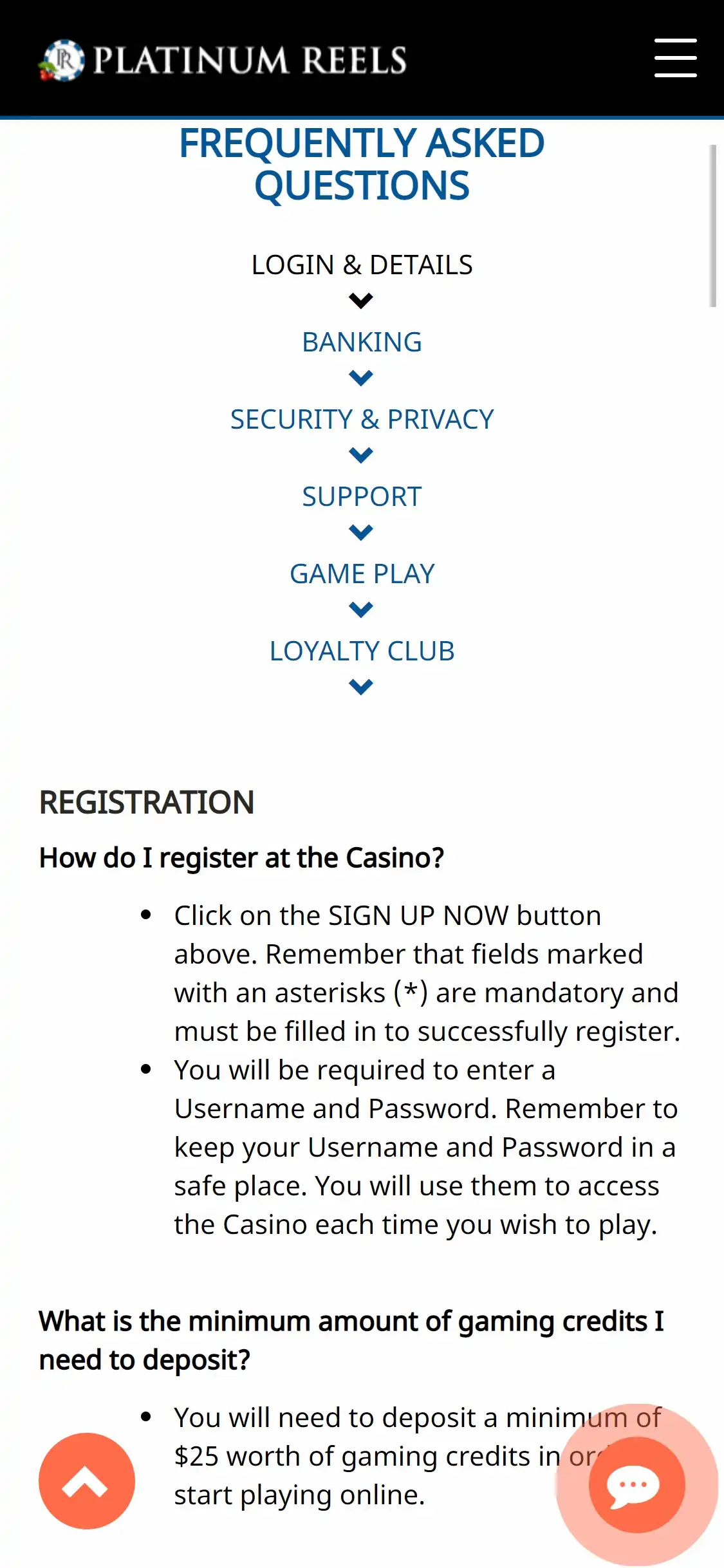 Platinum Reels Casino Mobile Support Review