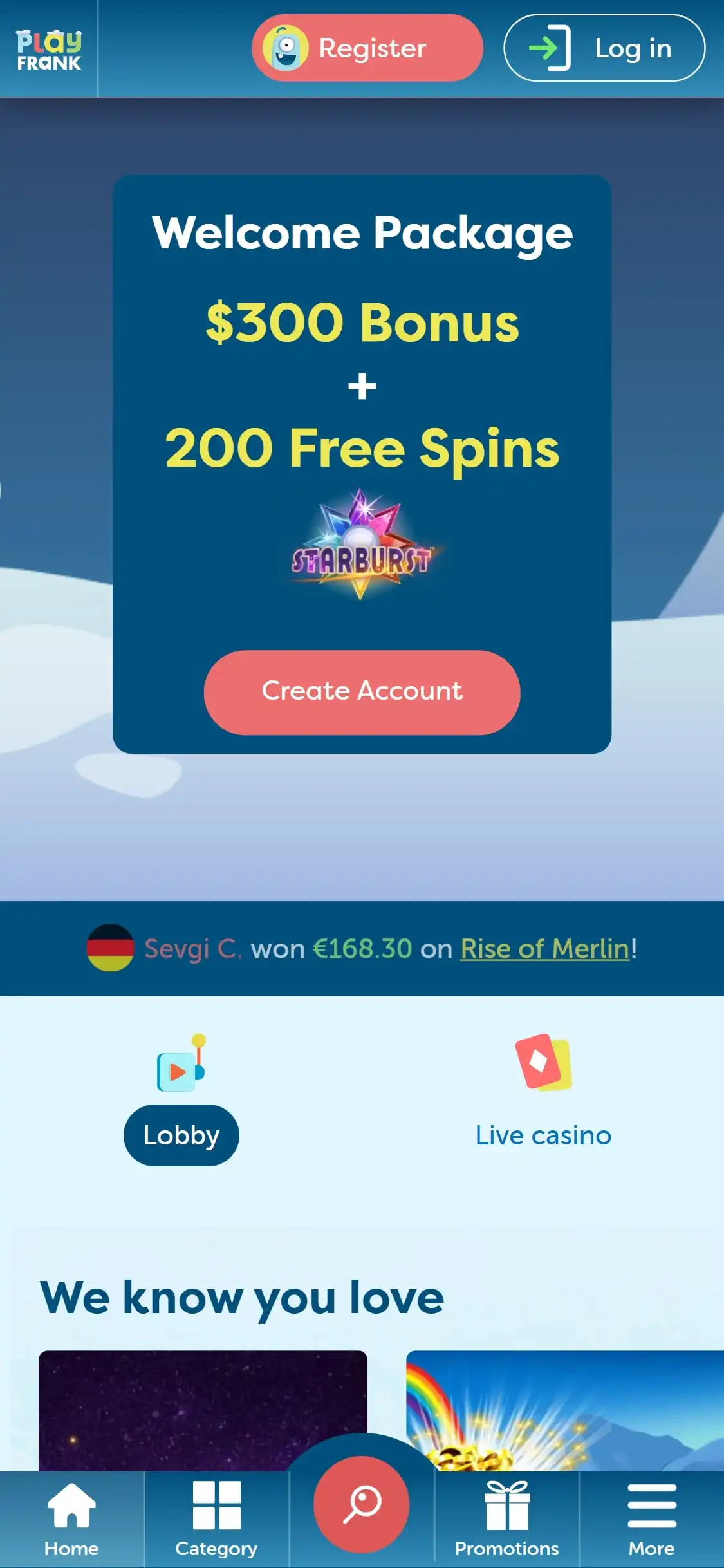 Play Frank Casino Mobile Review