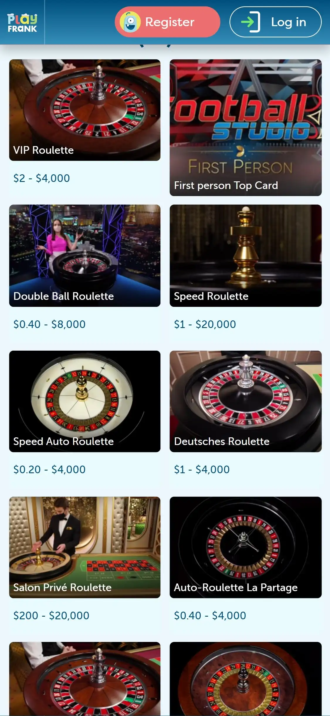 Play Frank Casino Mobile Live Dealer Games Review