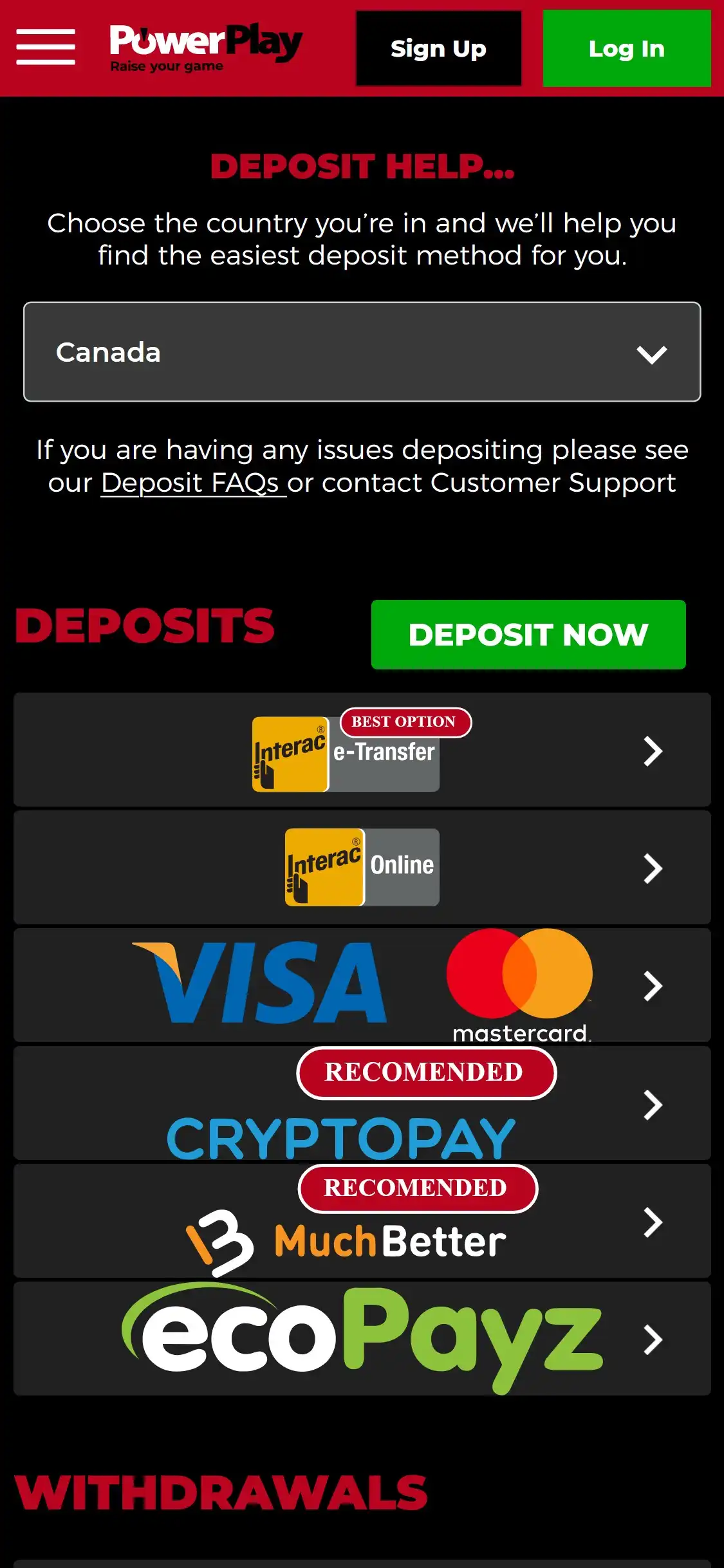 Power Play Mobile Payment Methods Review