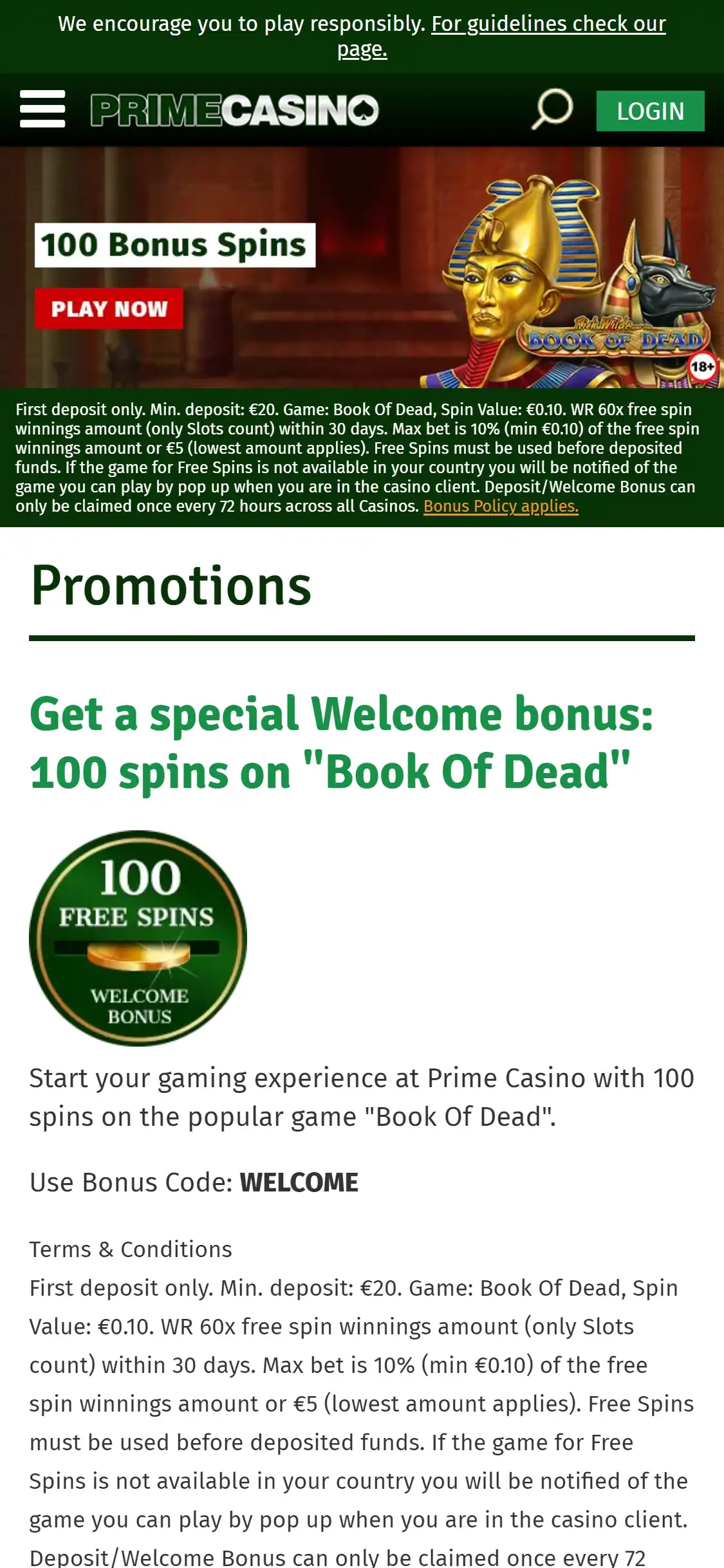 Prime Casino Mobile No Deposit Bonus Review