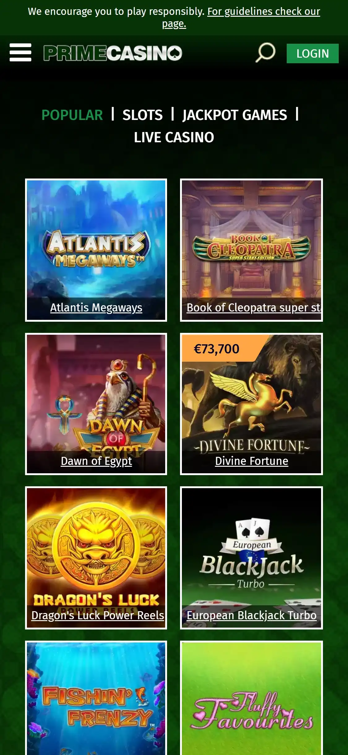 Prime Casino Mobile Games Review