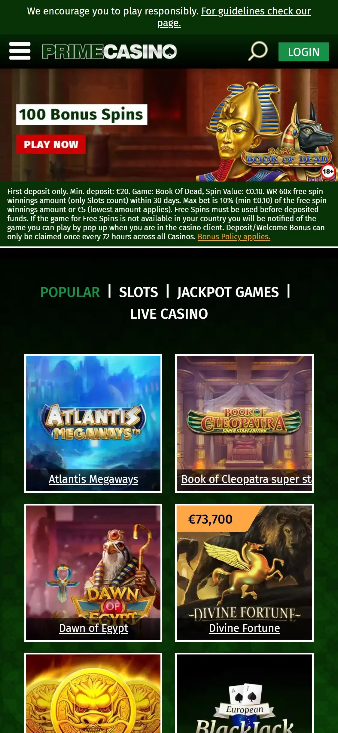 Prime Casino Mobile Review