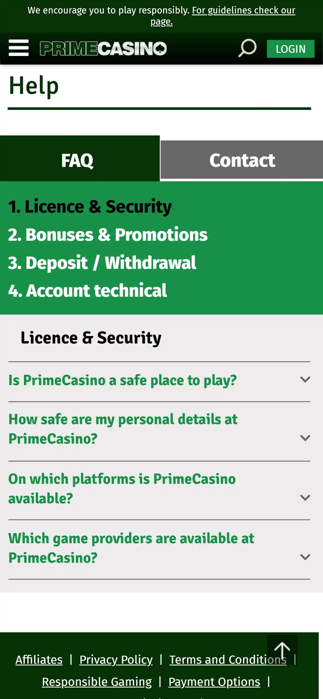 Prime Casino Mobile Support Review