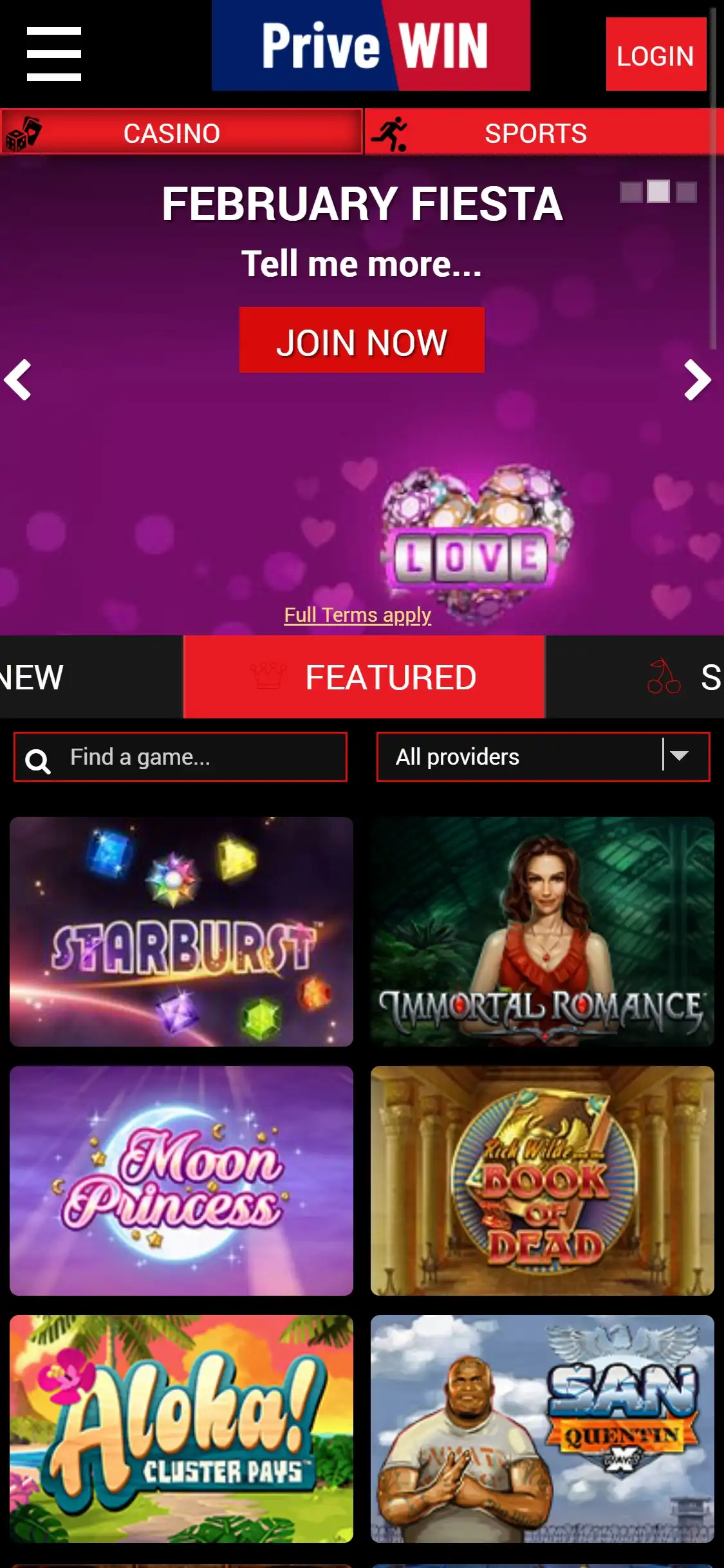PriveWin Casino Mobile Review