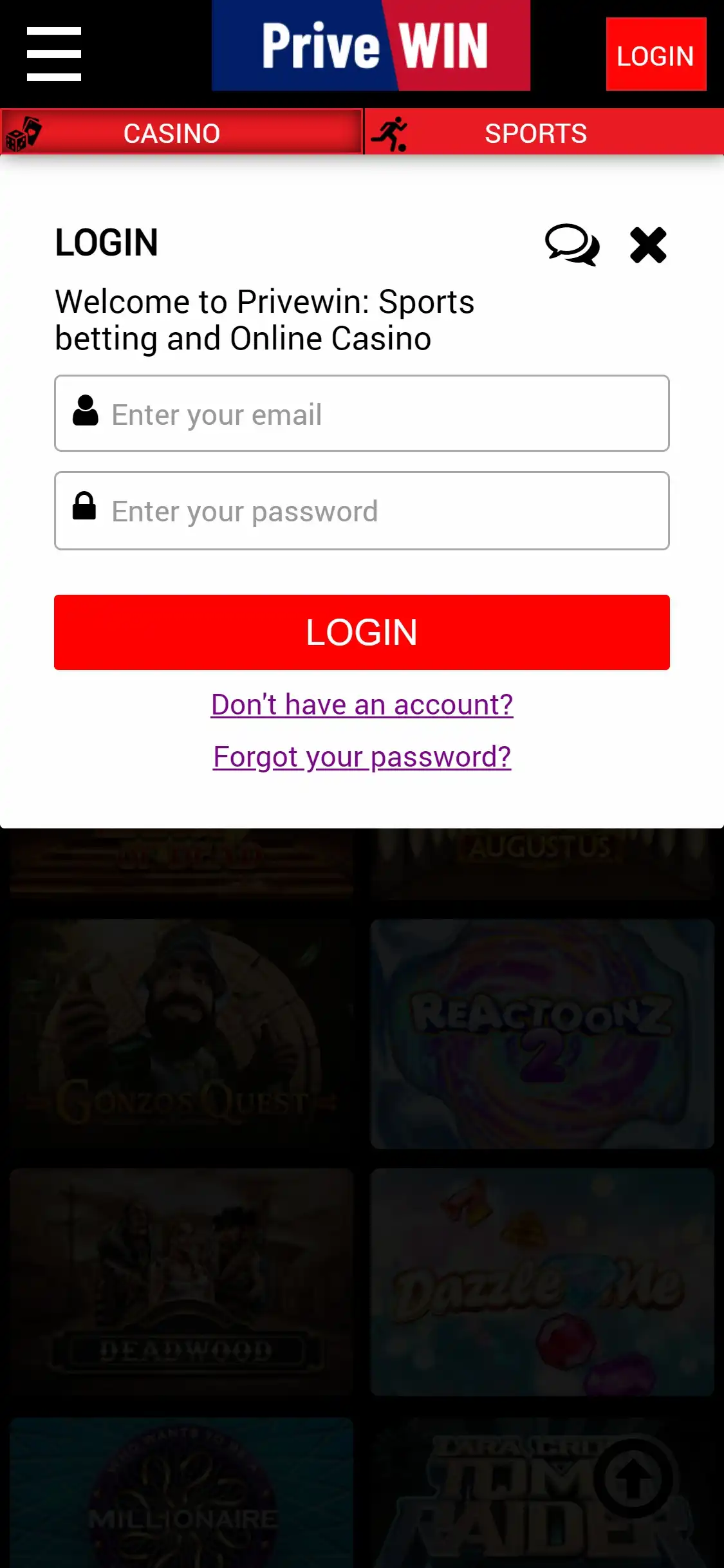 PriveWin Casino Mobile Login Review
