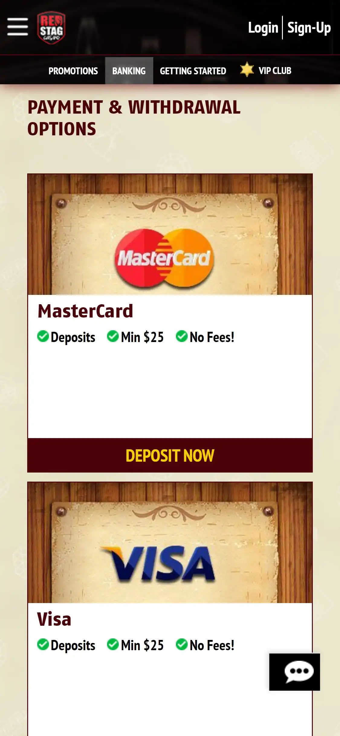 Red Stag Casino Mobile Payment Methods Review