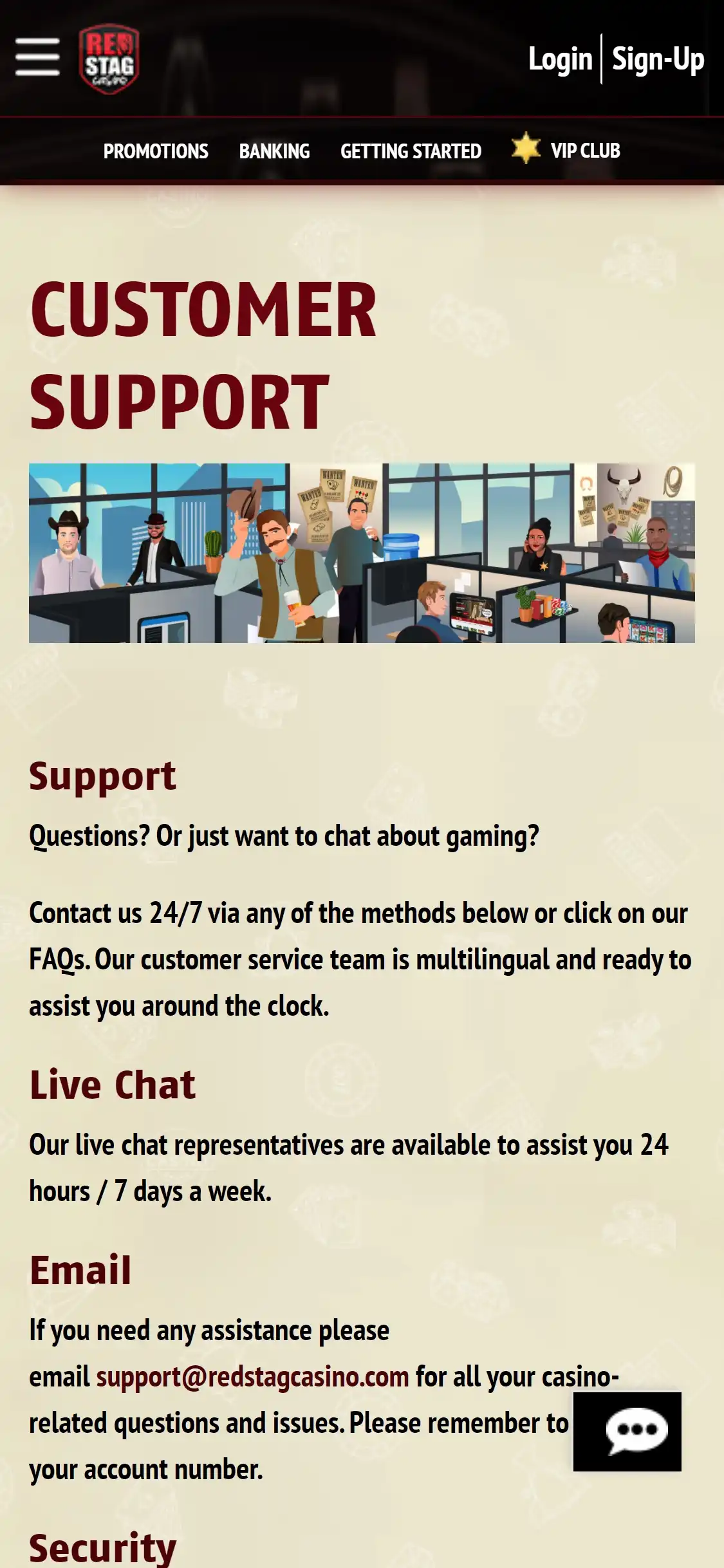 Red Stag Casino Mobile Support Review