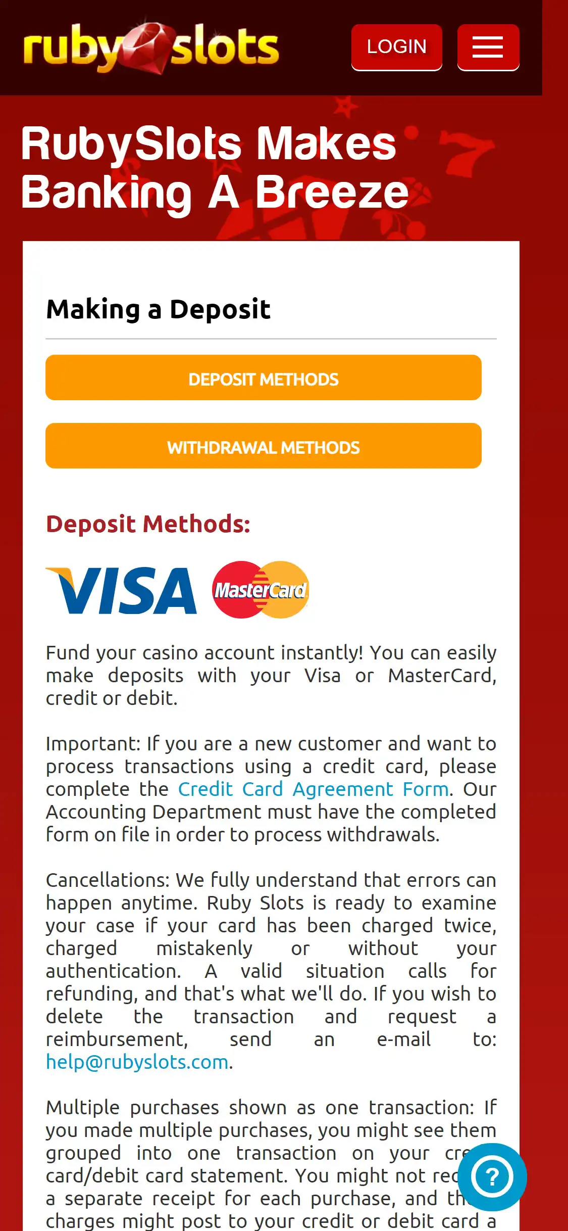 Ruby Slots Casino Mobile Payment Methods Review