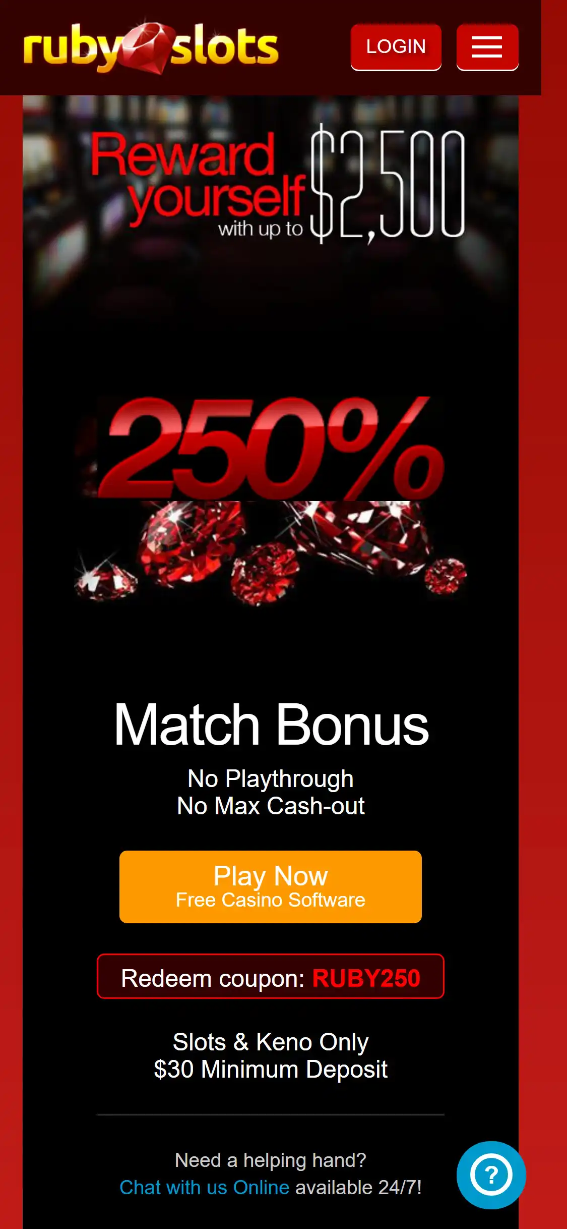 Ruby Slots Casino Mobile No Deposit Bonus Review