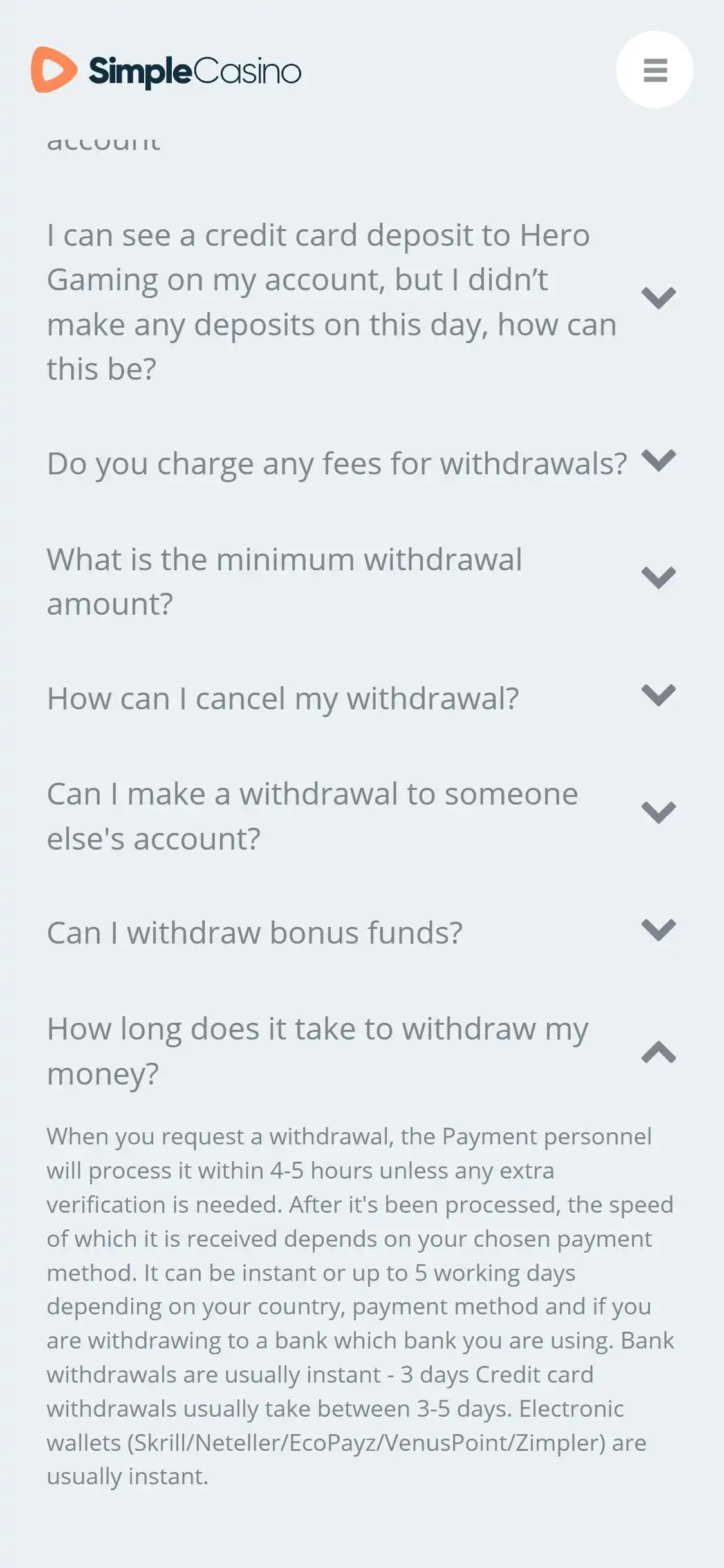 Simple Casino JP Mobile Payment Methods Review