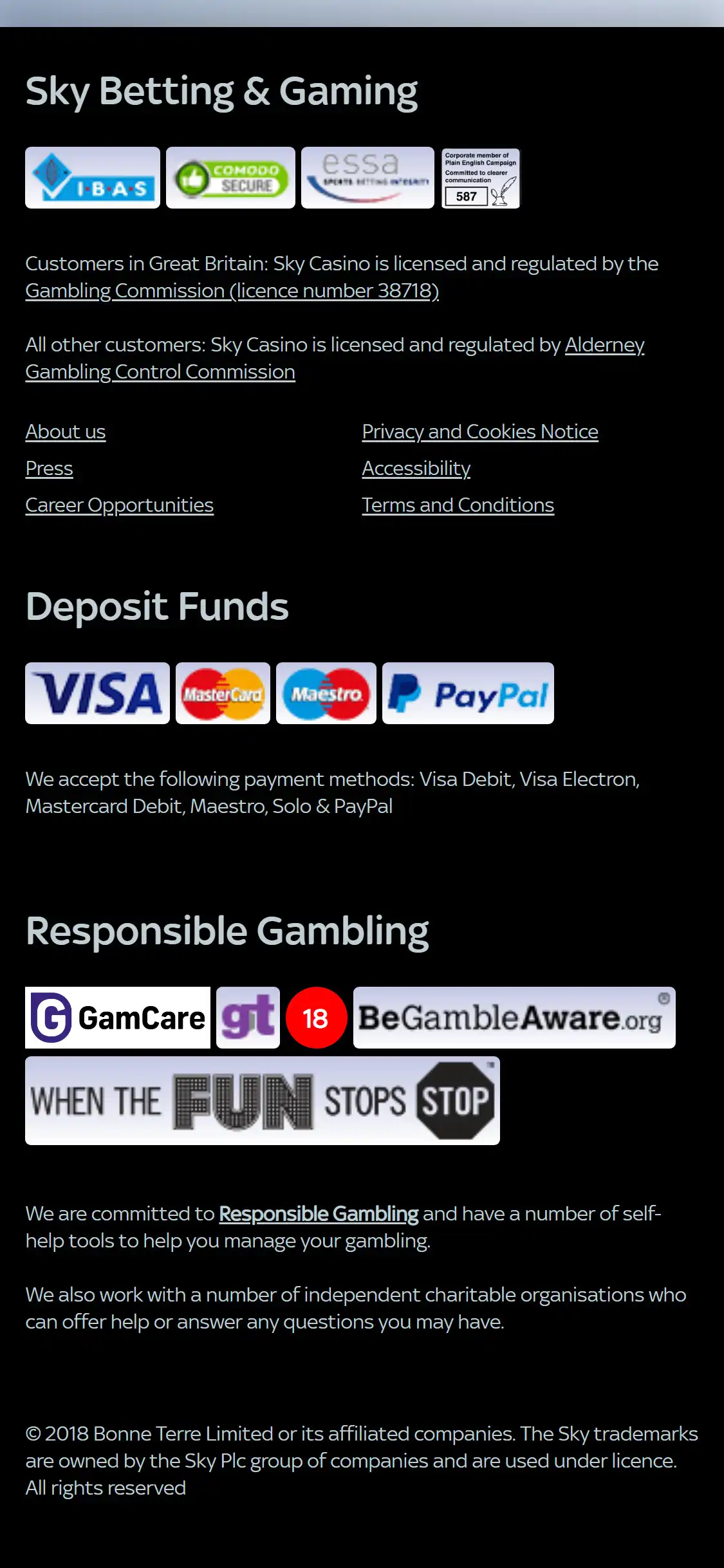 Sky Casino Mobile Payment Methods Review