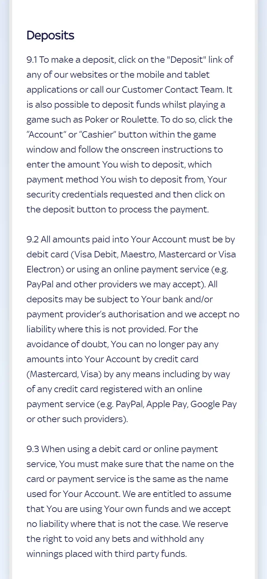 Sky Vegas Casino Mobile Payment Methods Review